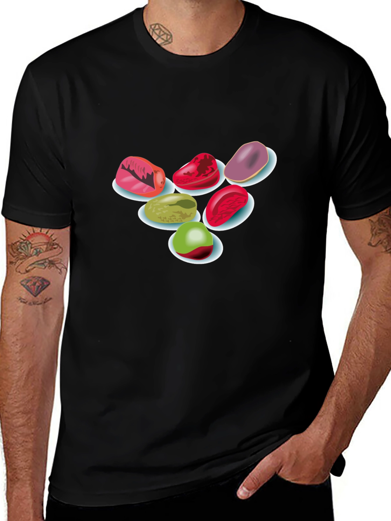 Variant 9 of Candy Gems Black T-Shirt