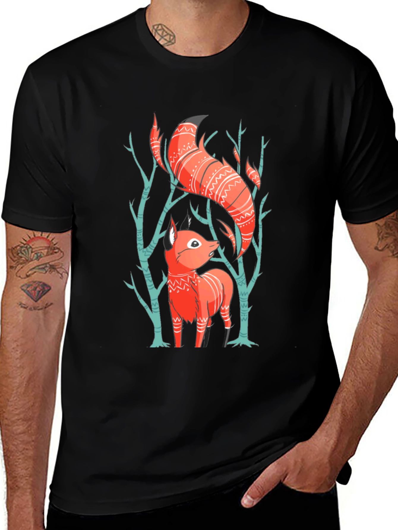 Variant 29 of Fox Graphic Tee - Forest Animal Shirt