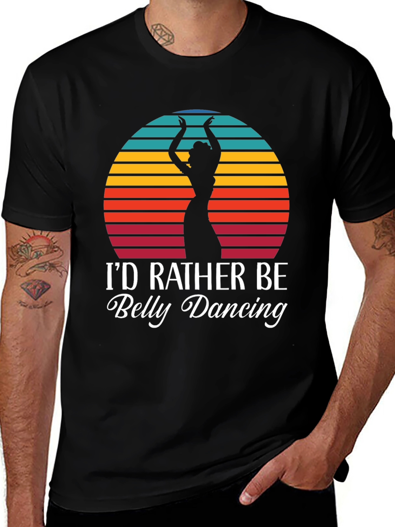 Variant 15 of Belly Dancing T-Shirt - Retro Sunset Design