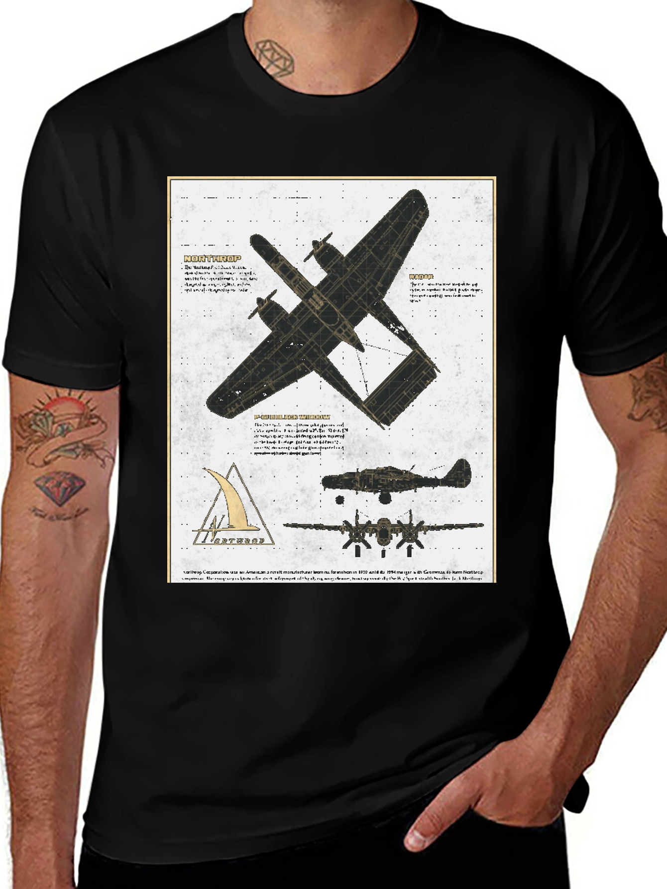 Variant 14 of Vintage Airplane Blueprint Graphic T-Shirt
