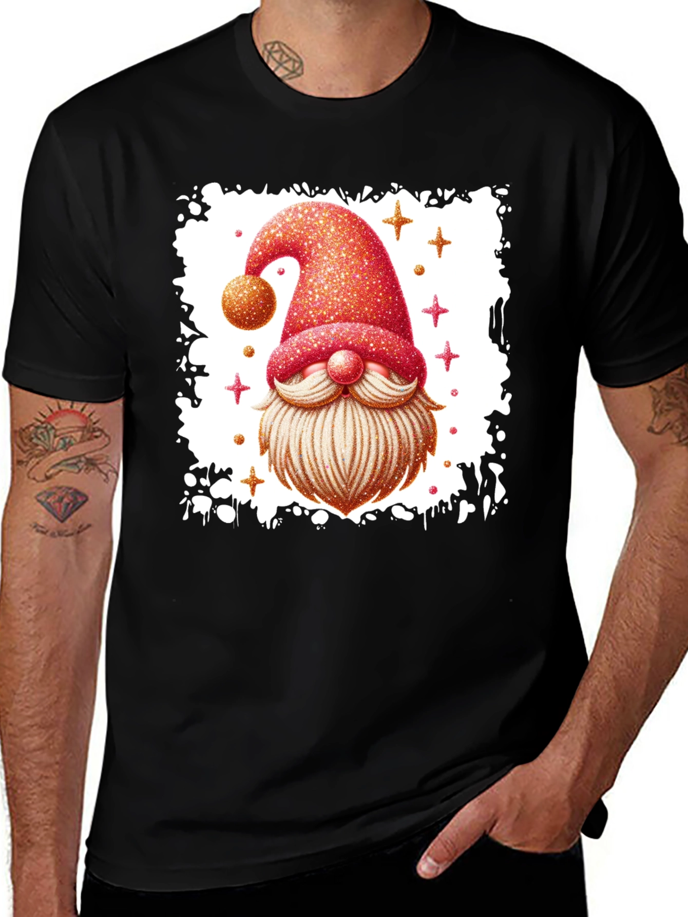 Variant 7 of Festive Gnome Graphic Tee - Black