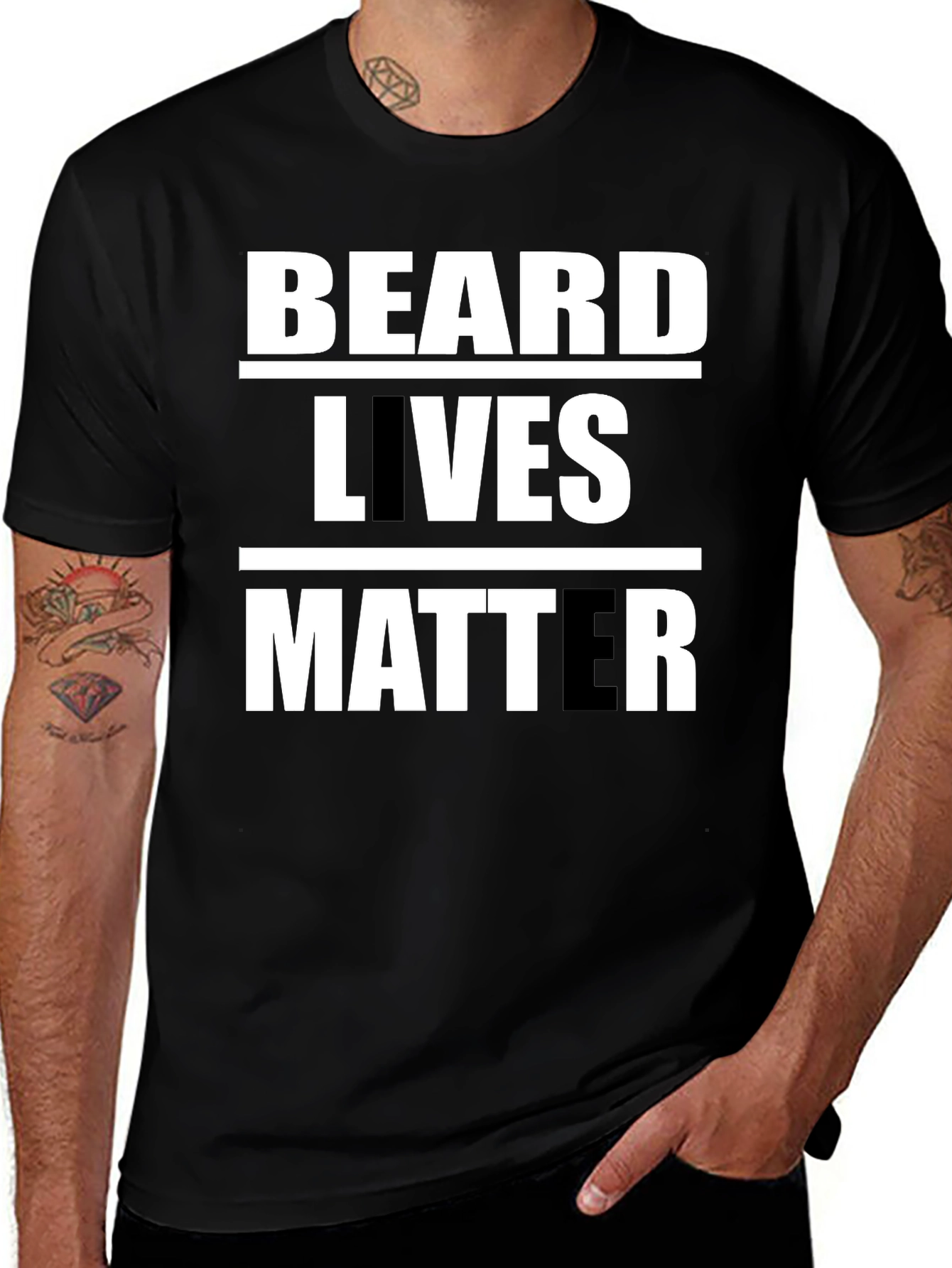 Variant 10 of Beard Lives Matter Graphic T-Shirt - Black