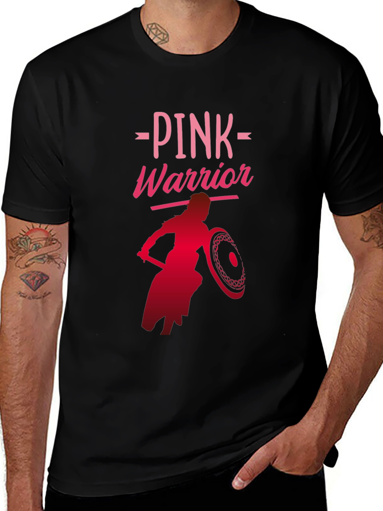 Pink Warrior Graphic Tee - Breast Cancer Awareness Shirt