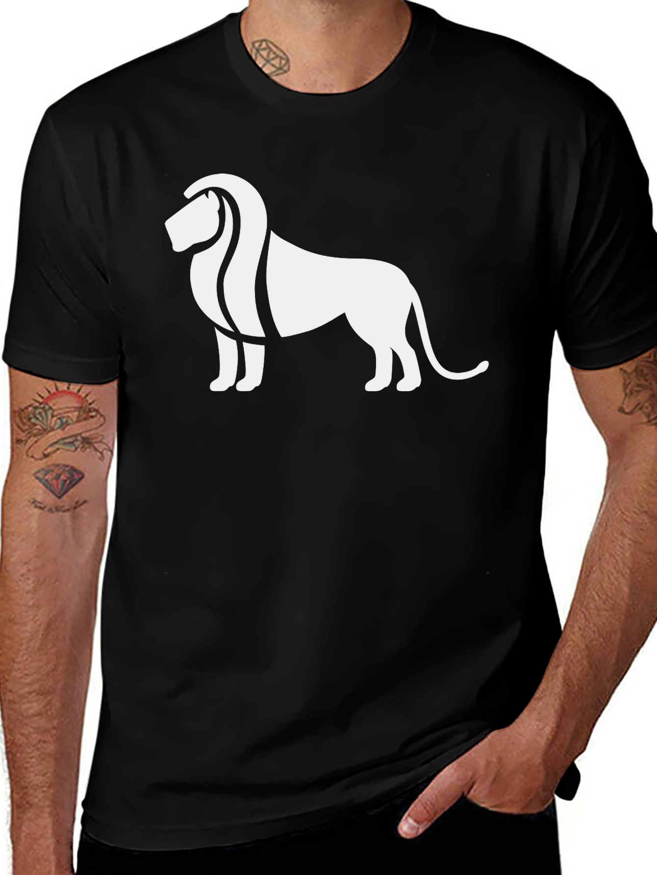 Variant 25 of Black Tee with Lion Graphic