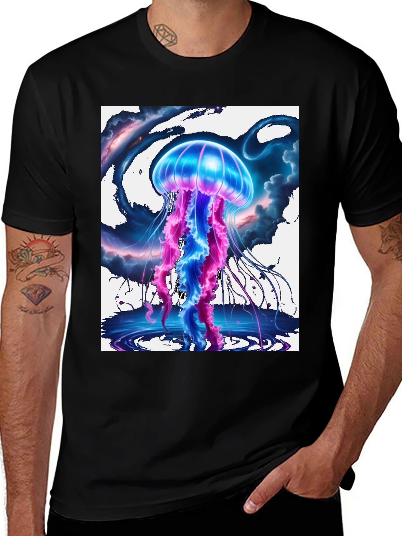 Variant 3 of Jellyfish Graphic Tee - Vivid Neon Ocean Design