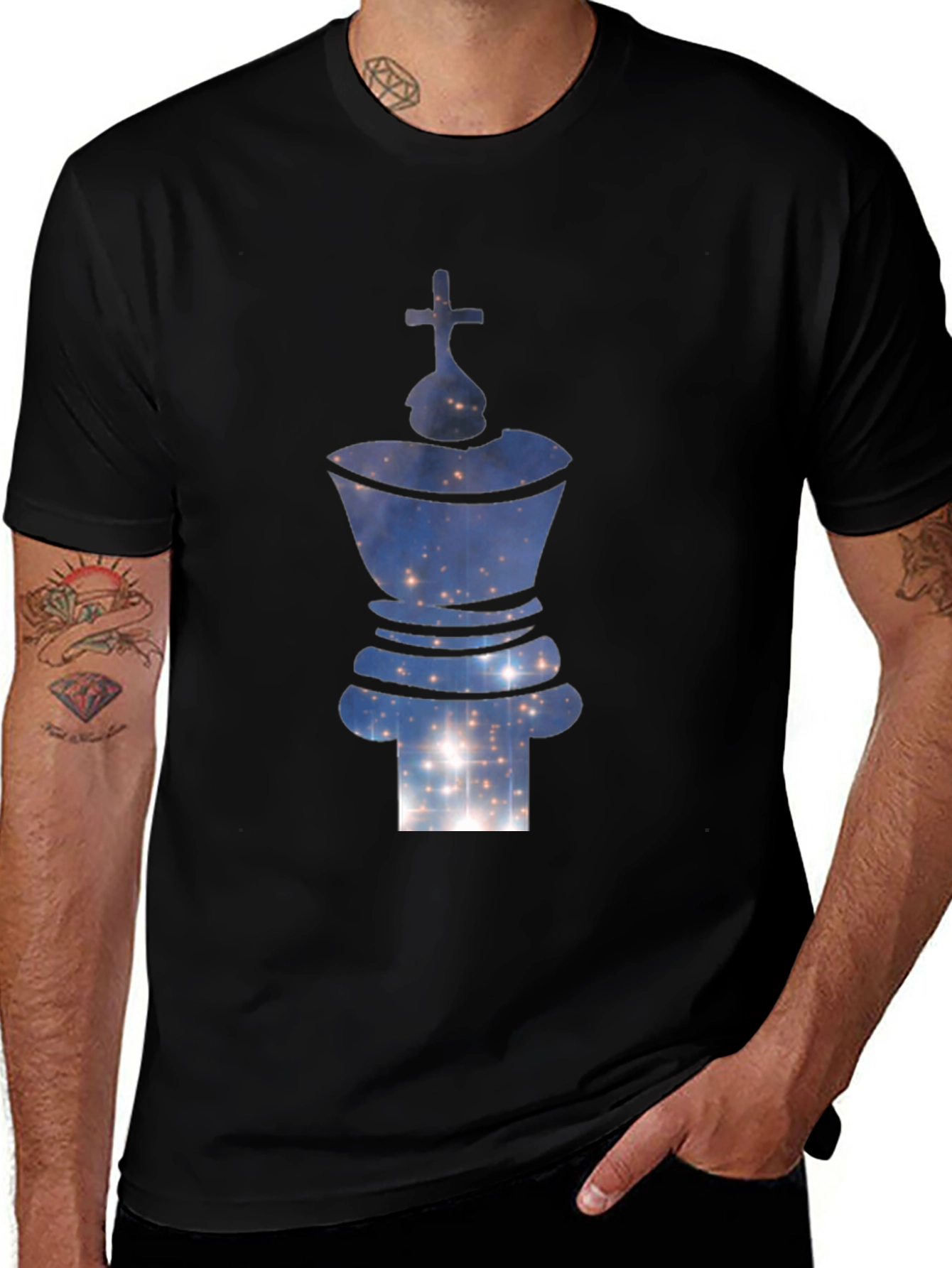 Variant 21 of Celestial King Graphic T-Shirt - Galaxy Chess Piece Tee