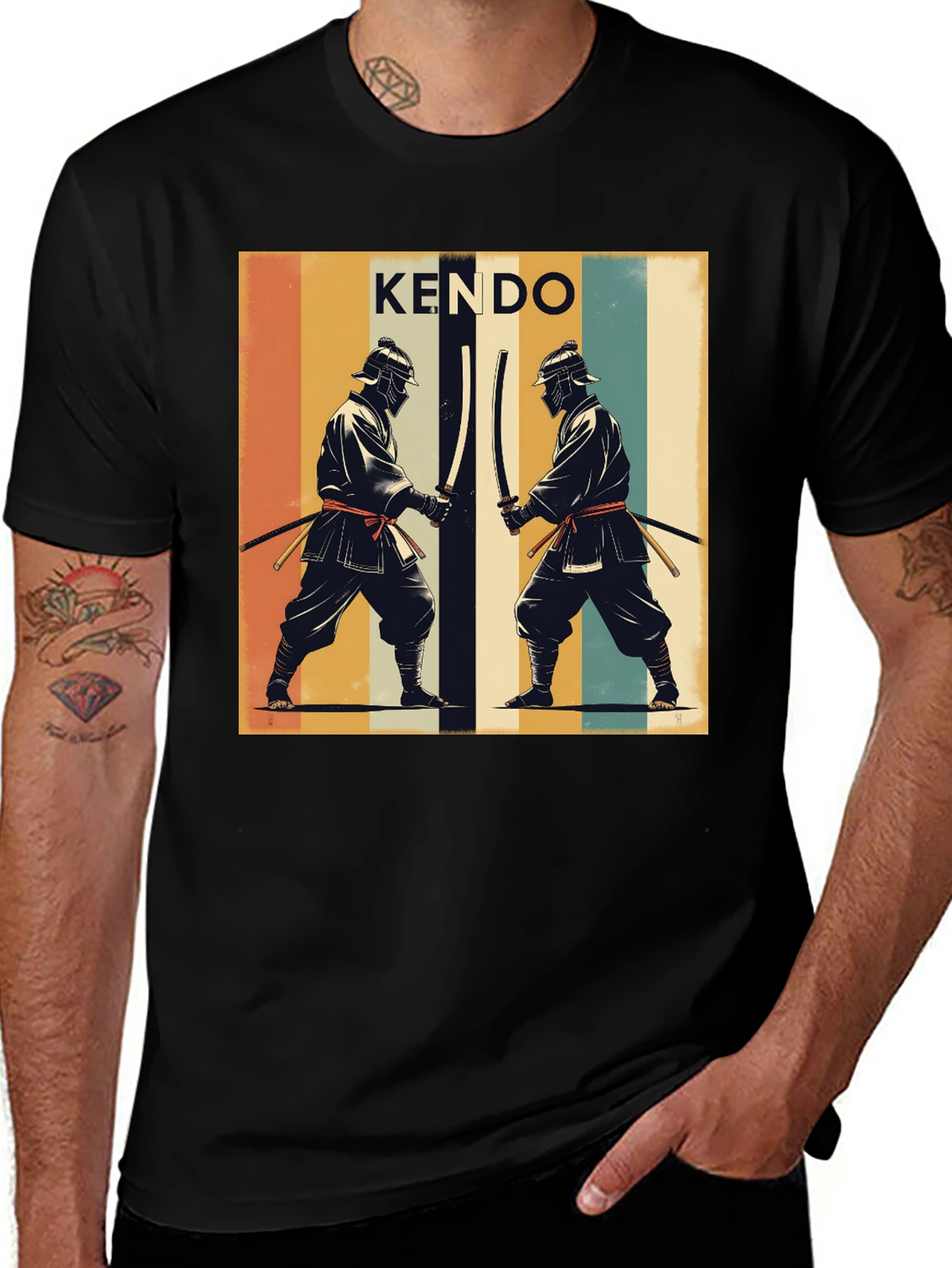 Kendo Retro Graphic Tee - Black Cotton T-Shirt