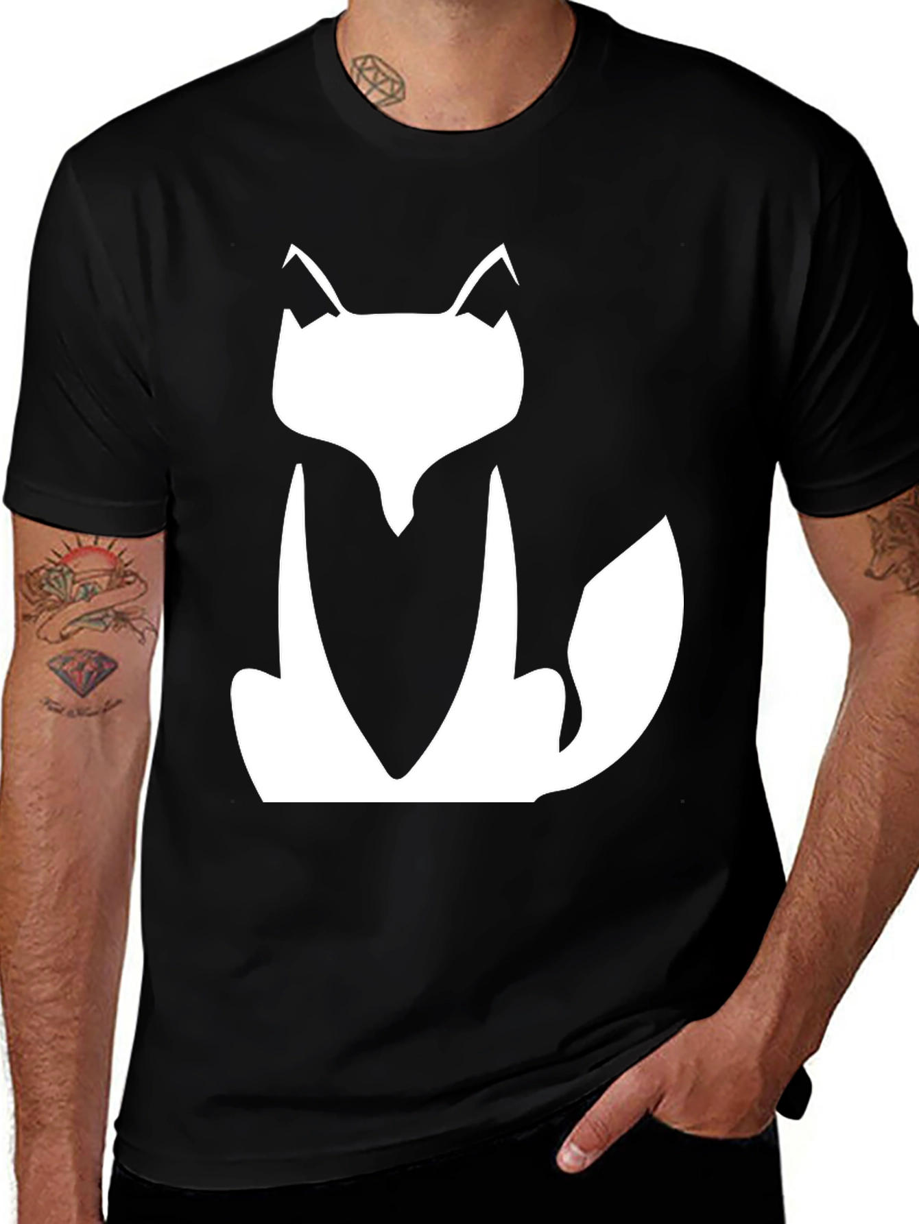 Fox Graphic Black T-Shirt - Unisex Crew Neck Tee