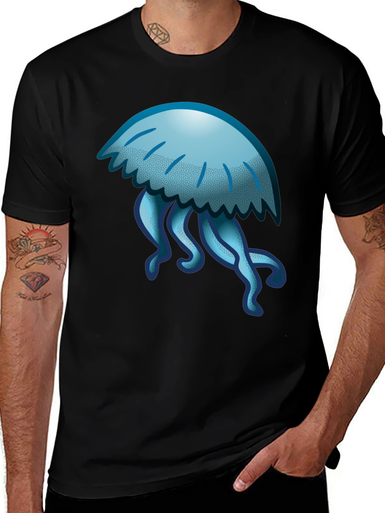 Variant 17 of Jellyfish Graphic Tee - Black Cotton T-Shirt