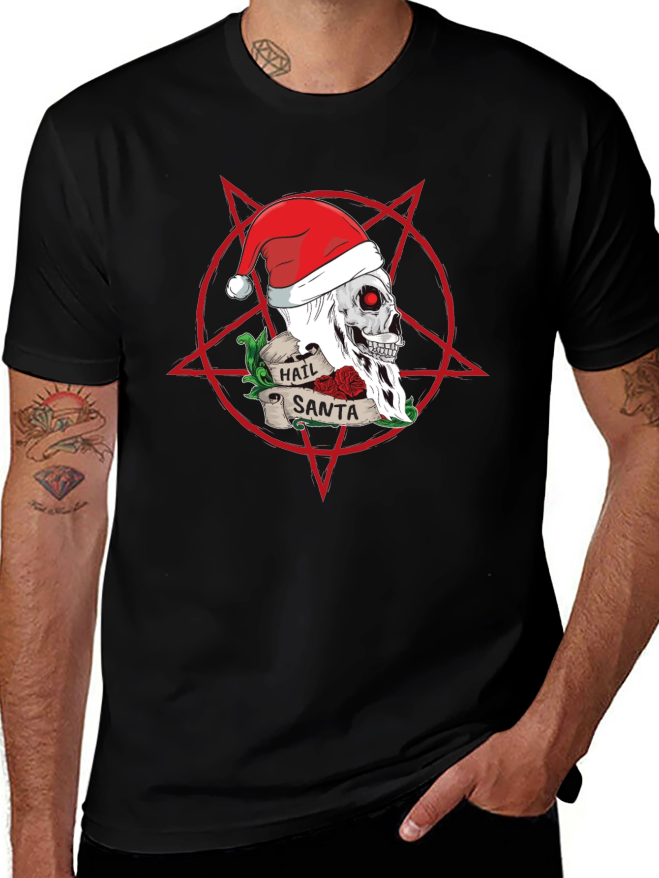 Hail Santa Skull Christmas Graphic T-Shirt