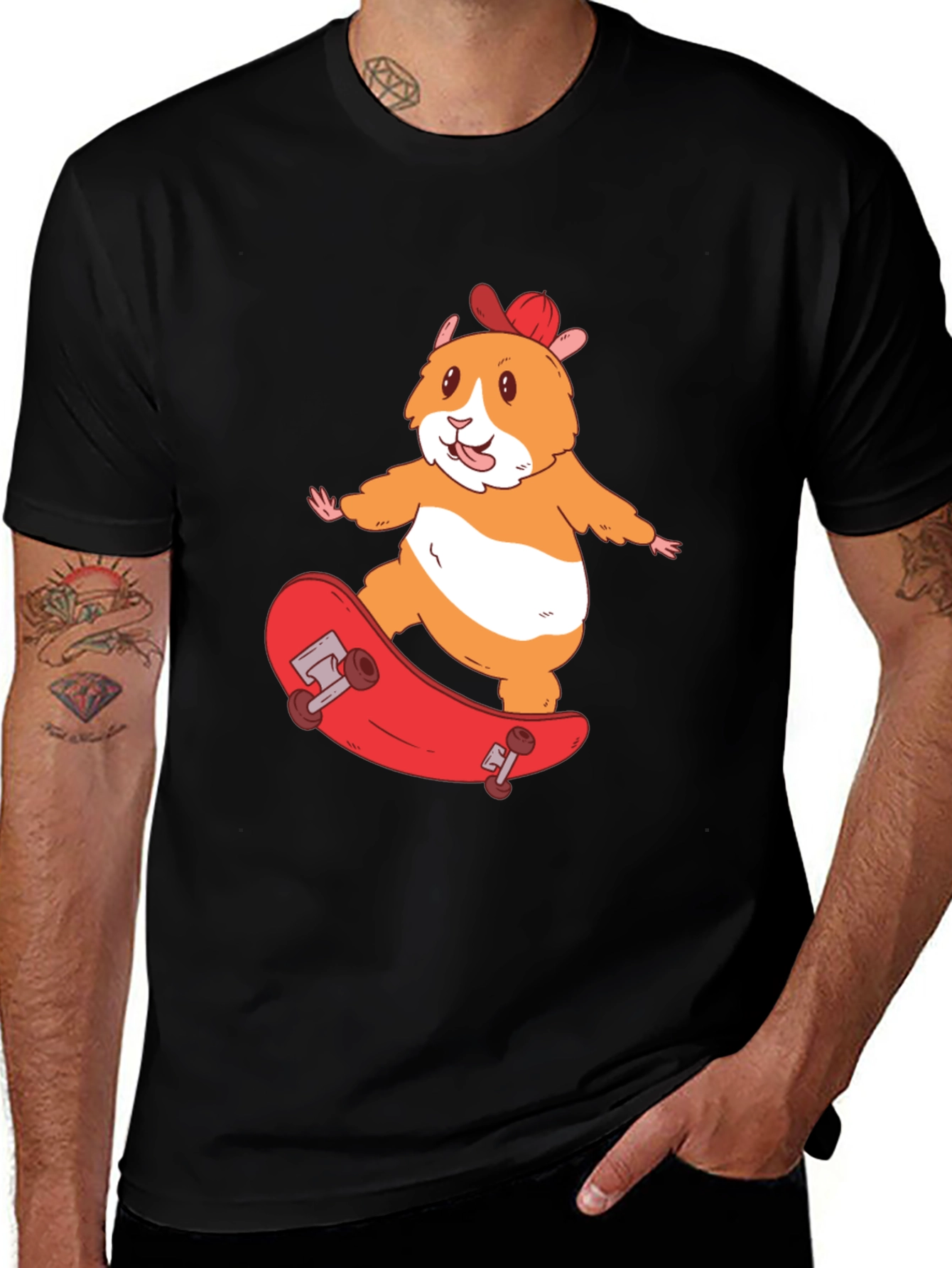 Variant 18 of Skateboarding Hamster T-Shirt - Cool Animal Graphic Tee