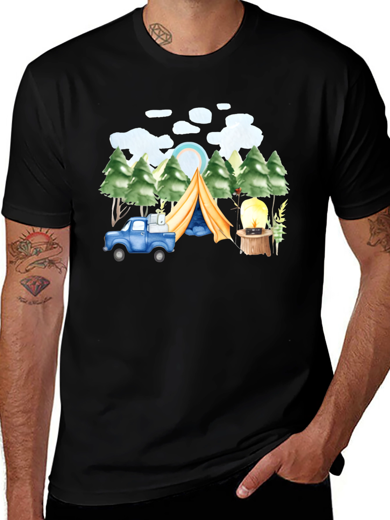 Camping Trip T-Shirt, Black Cotton Tee