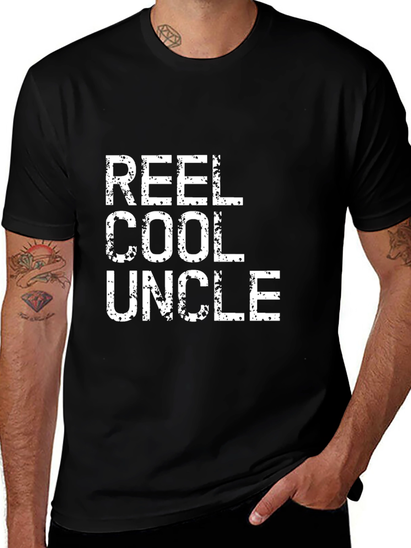 Variant 17 of Reel Cool Uncle Black T-Shirt Novelty Graphic Tee