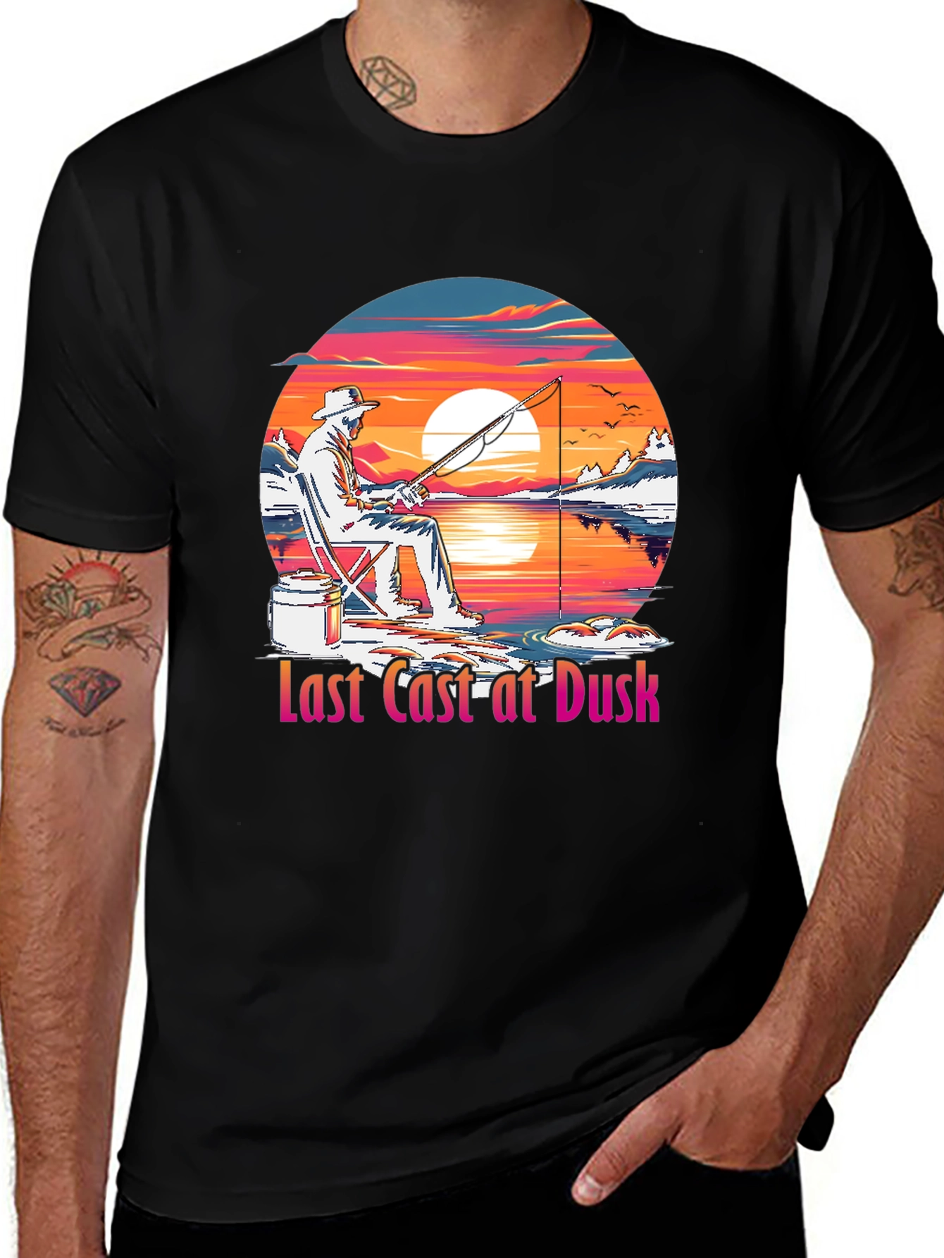 Variant 24 of Last Cast at Dusk Fishing T-Shirt