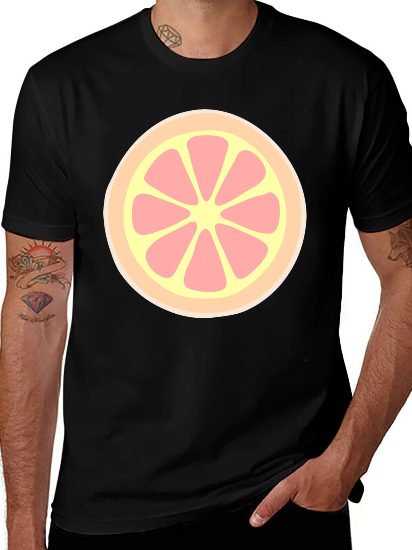 Variant 16 of Citrus Slice Graphic T-Shirt - Black Cotton Tee