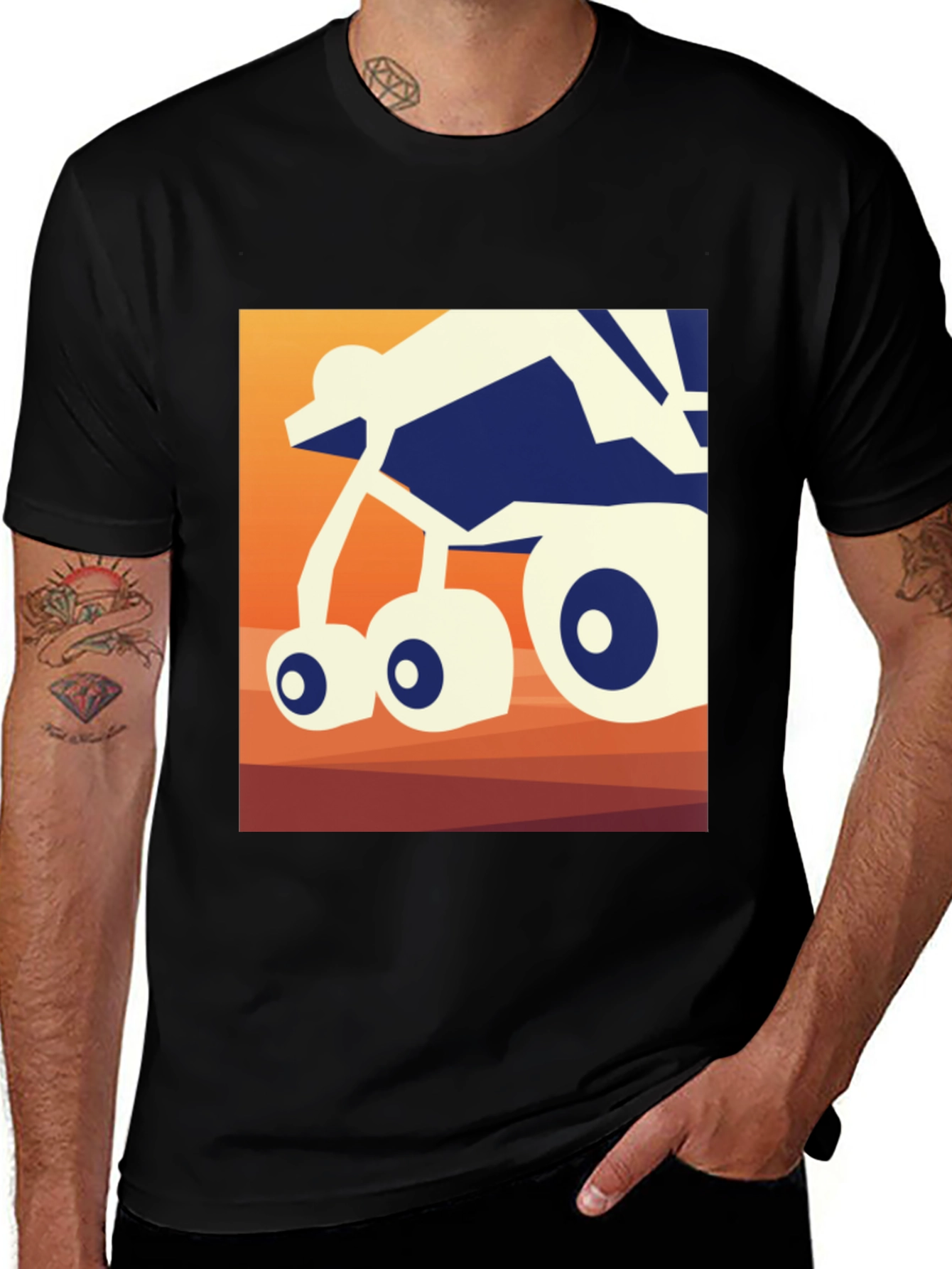 Abstract Rover Graphic Tee - Black Unisex T-Shirt