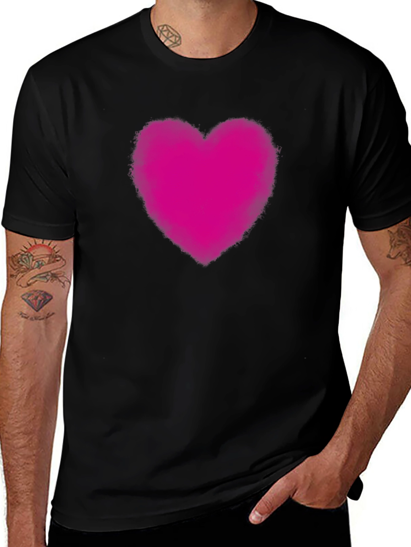 Variant 18 of Heart Print Black T-Shirt