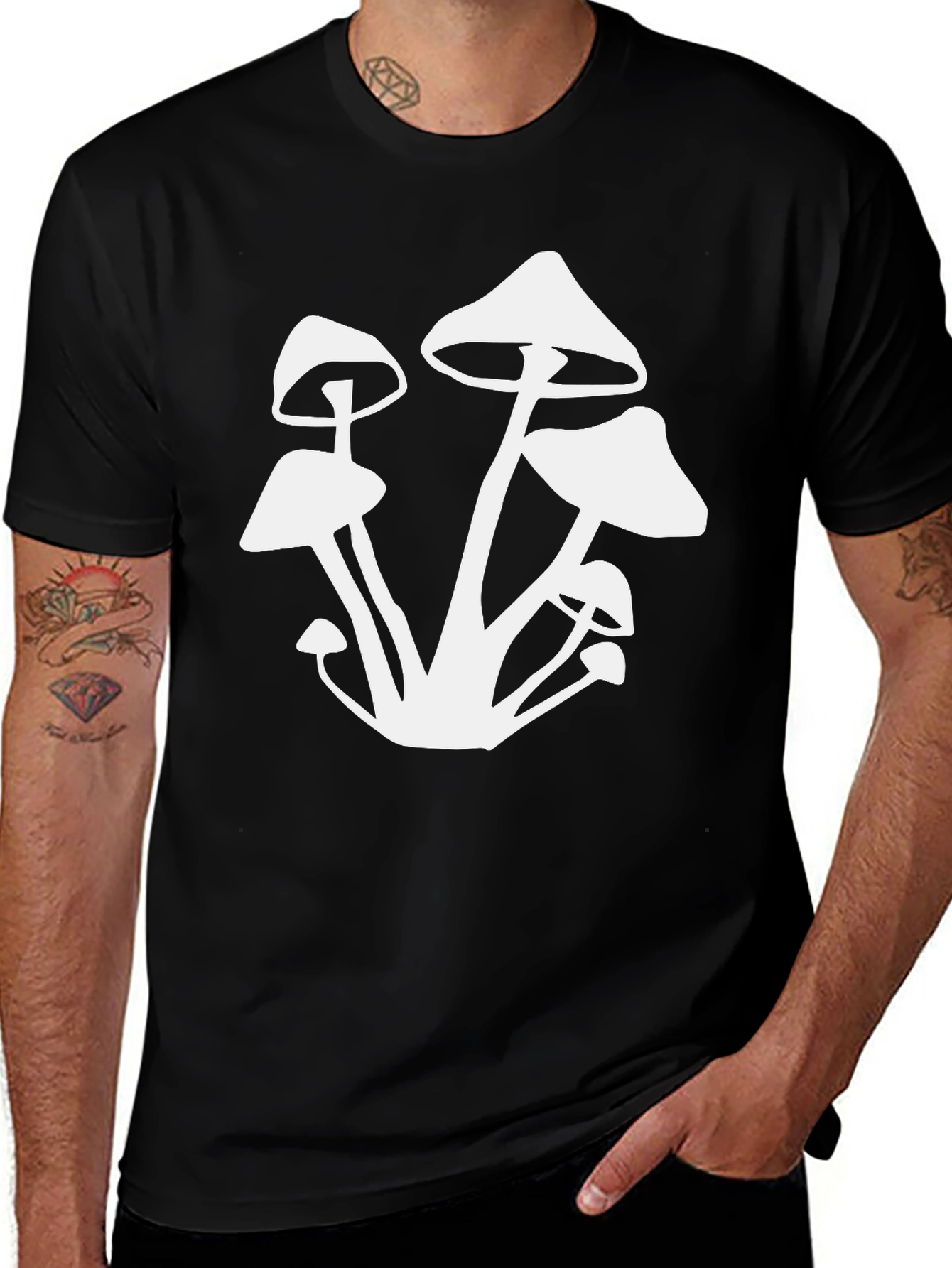 Variant 9 of Mushroom Graphic Tee - Black T-Shirt