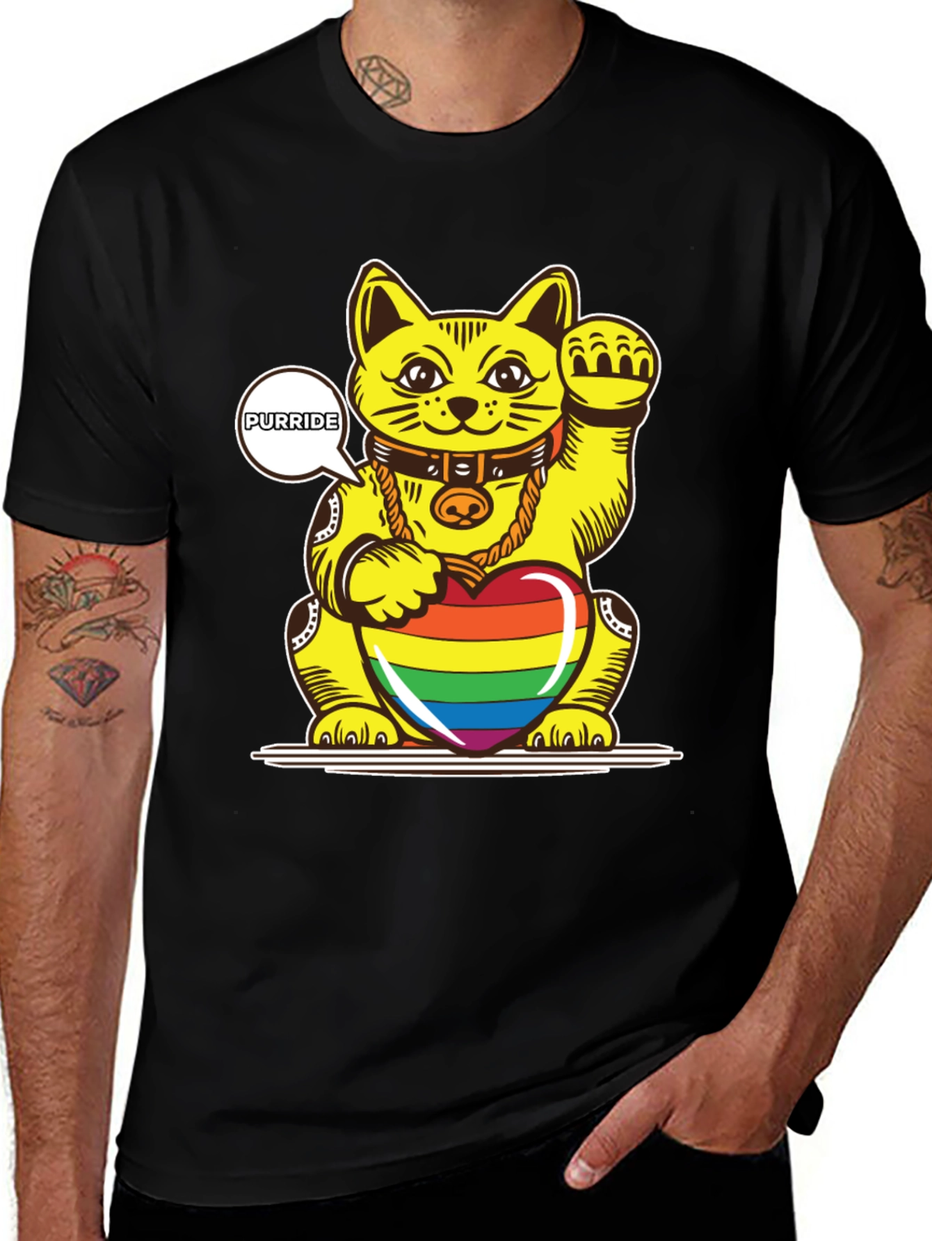 Variant 14 of Lucky Cat Pride T-Shirt - Purride LGBTQ+ Apparel