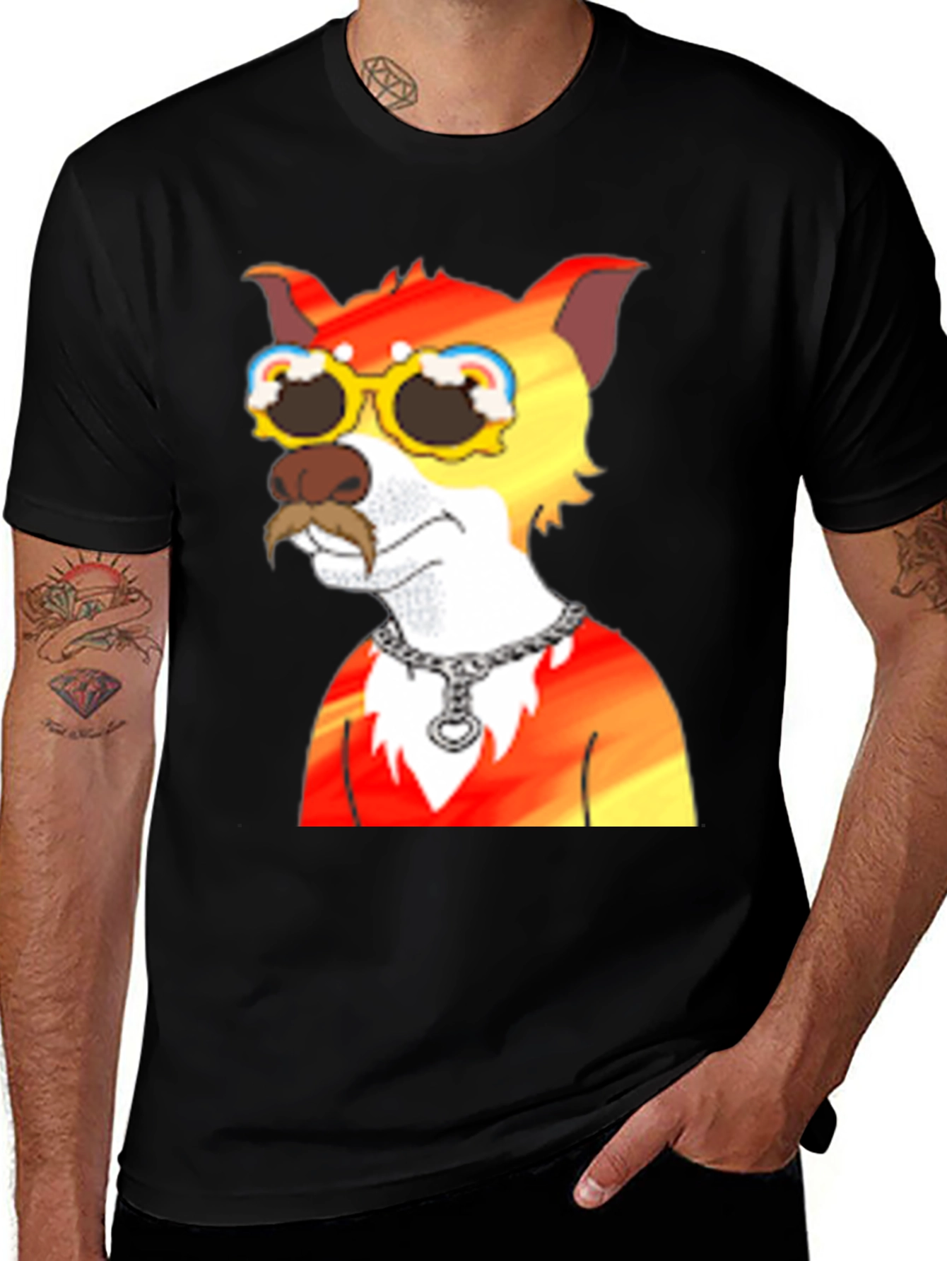 Variant 9 of Cool Cartoon Dog Graphic Tee - Black