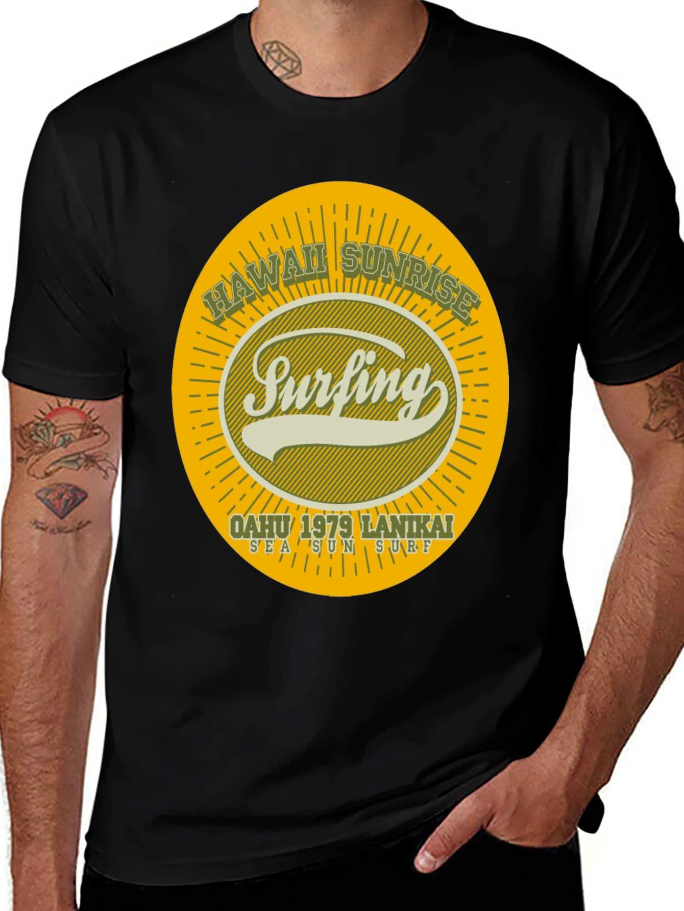Hawaii Sunrise Surfing T-Shirt