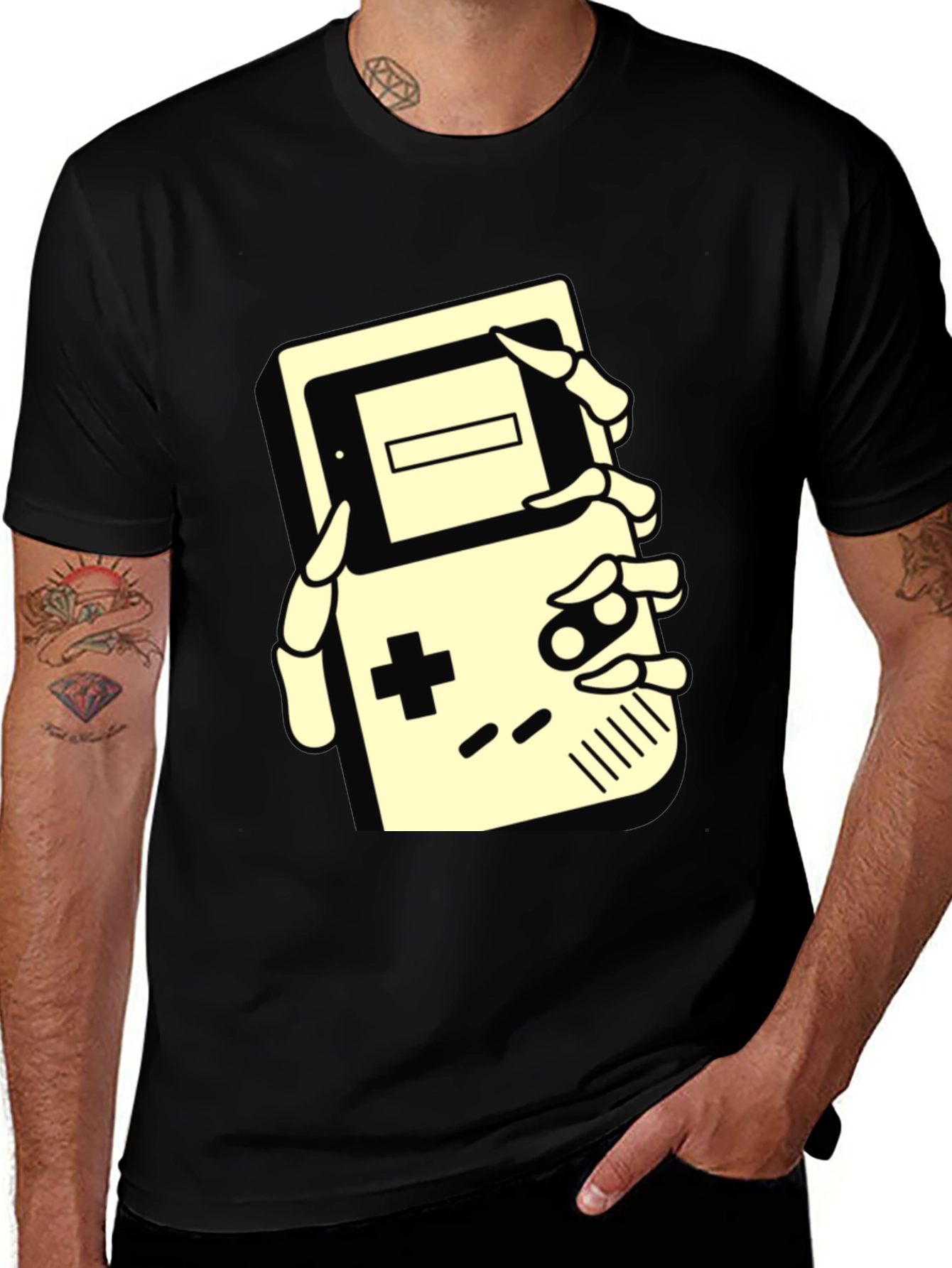 Variant 27 of Retro Gamer Tee - Skeleton Hand Game Boy