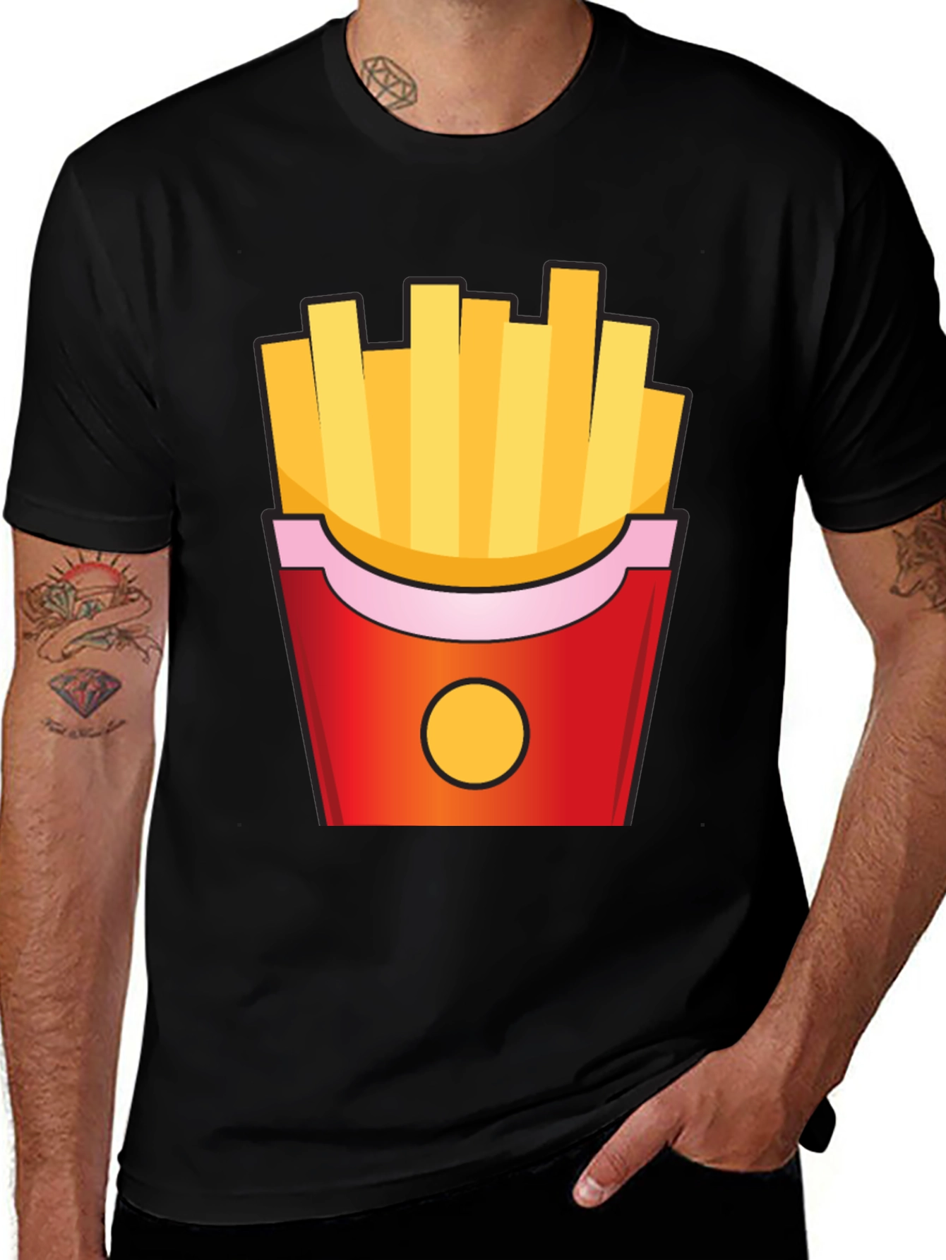 Variant 21 of French Fries Graphic T-Shirt - Black Cotton Tee
