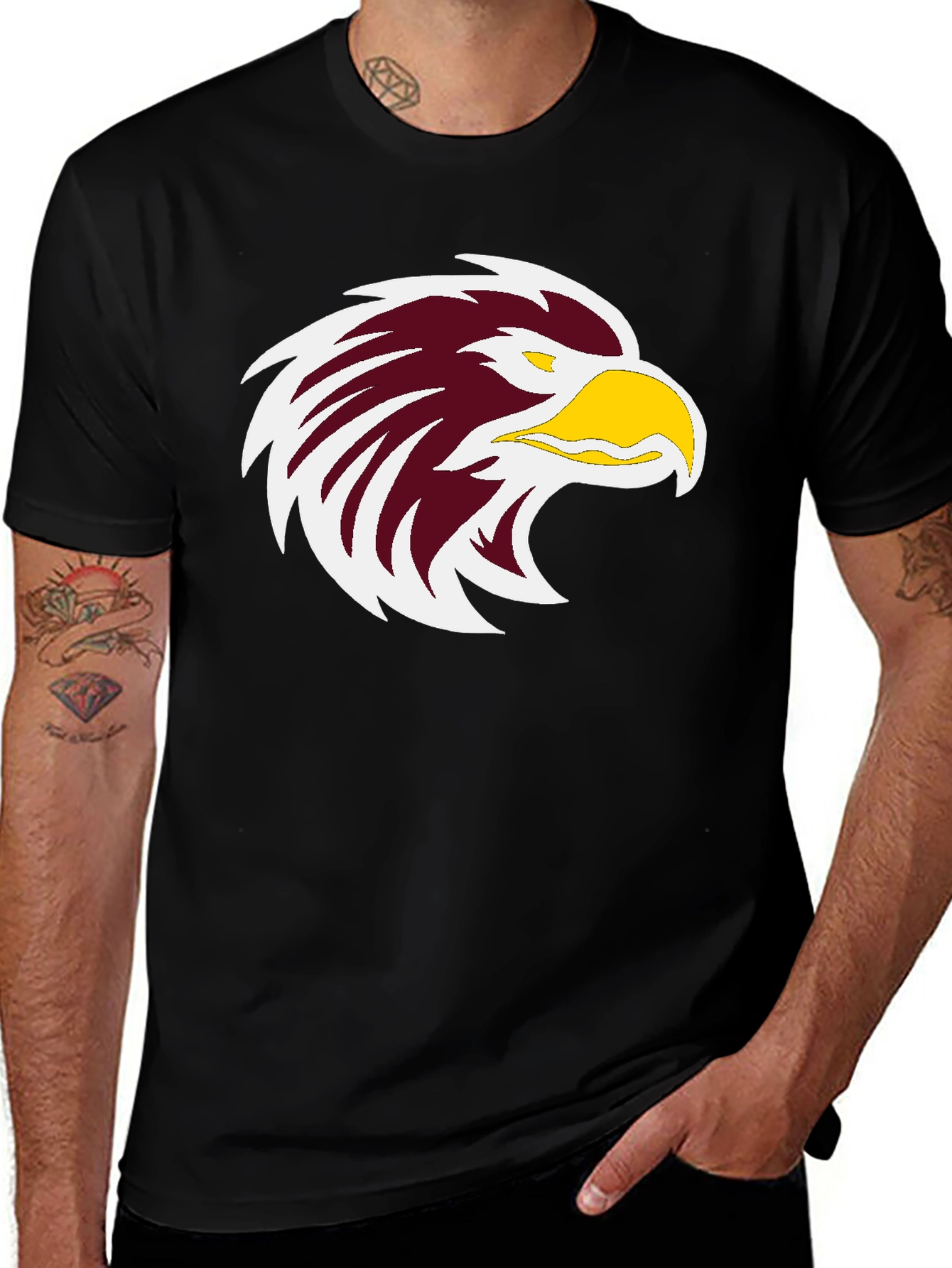 Variant 8 of Bold Eagle Graphic Print Black T-Shirt
