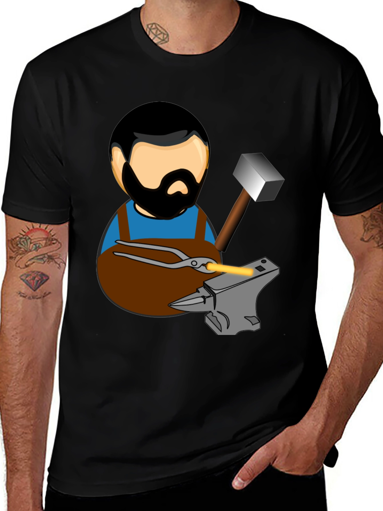 Variant 17 of Blacksmith T-Shirt Cartoon Anvil Hammer Forge