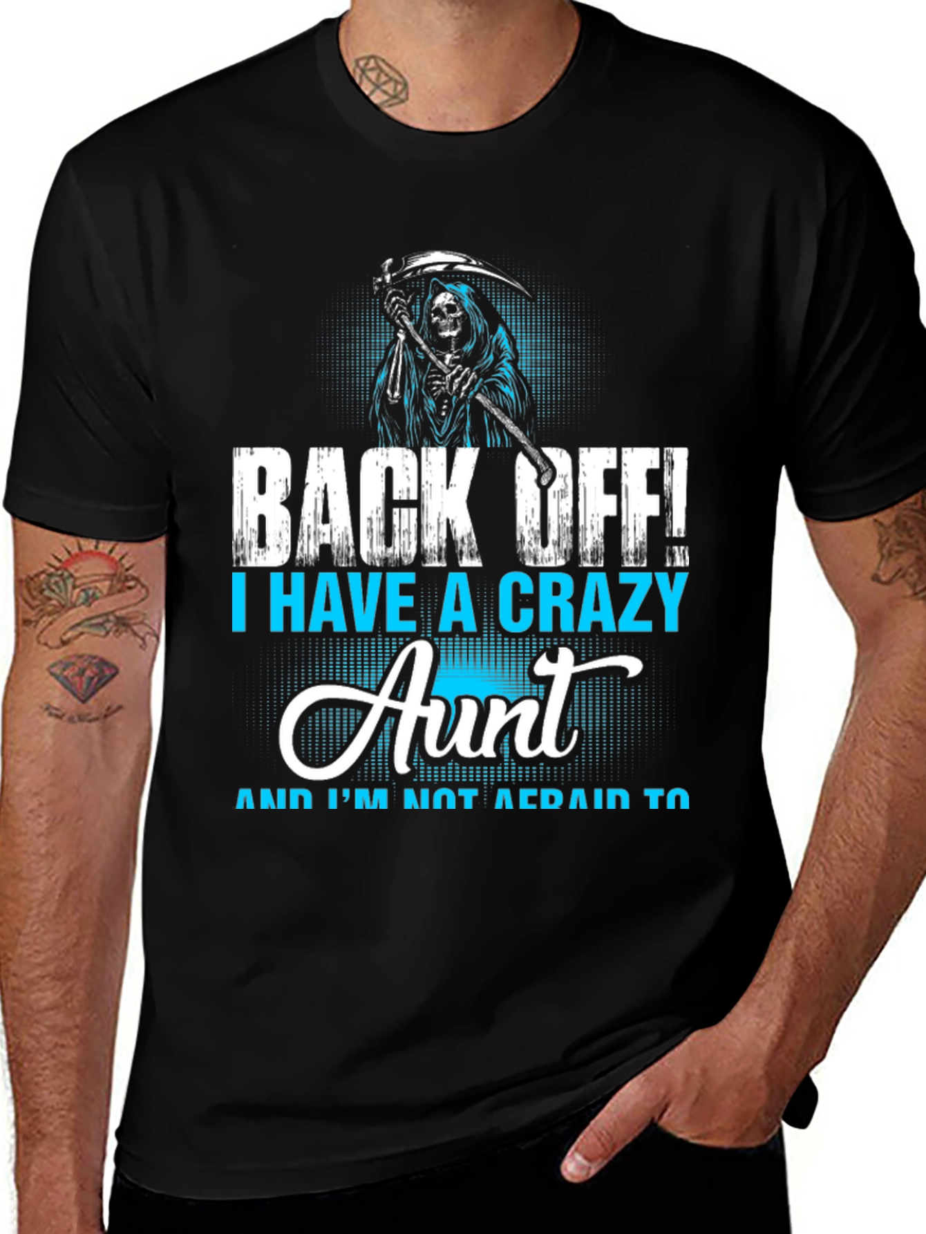Variant 8 of Crazy Aunt T-Shirt - Grim Reaper Design