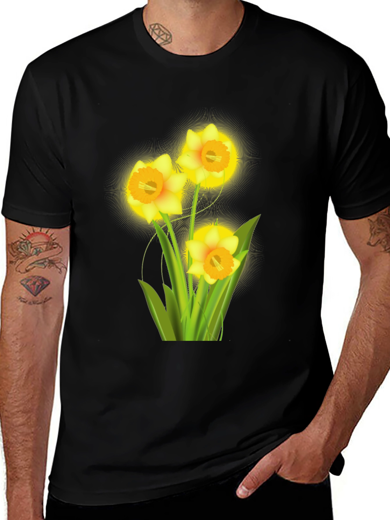 Variant 5 of Daffodil Graphic Tee - Black Cotton Blend