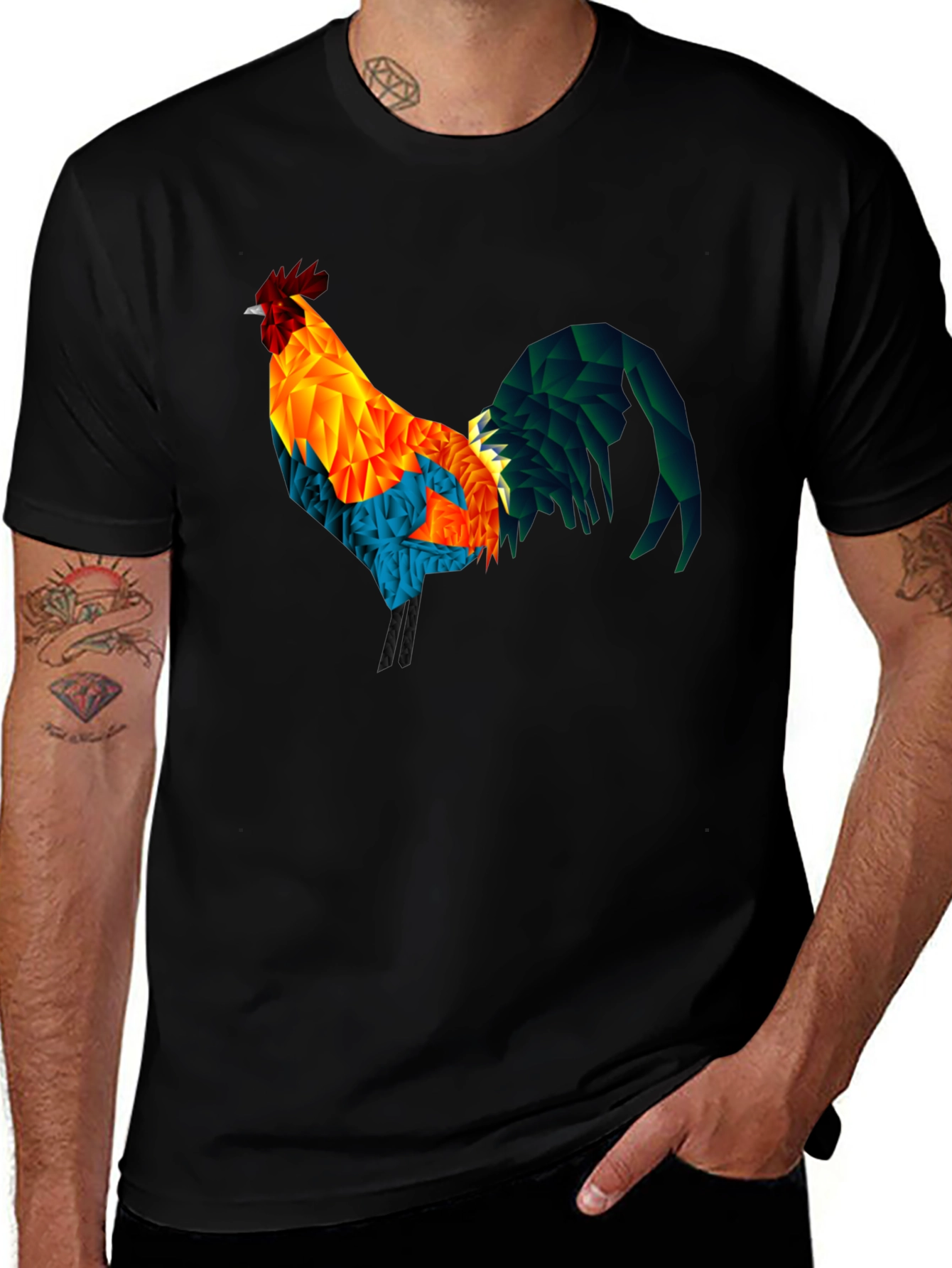 Variant 21 of Geometric Rooster Graphic T-Shirt