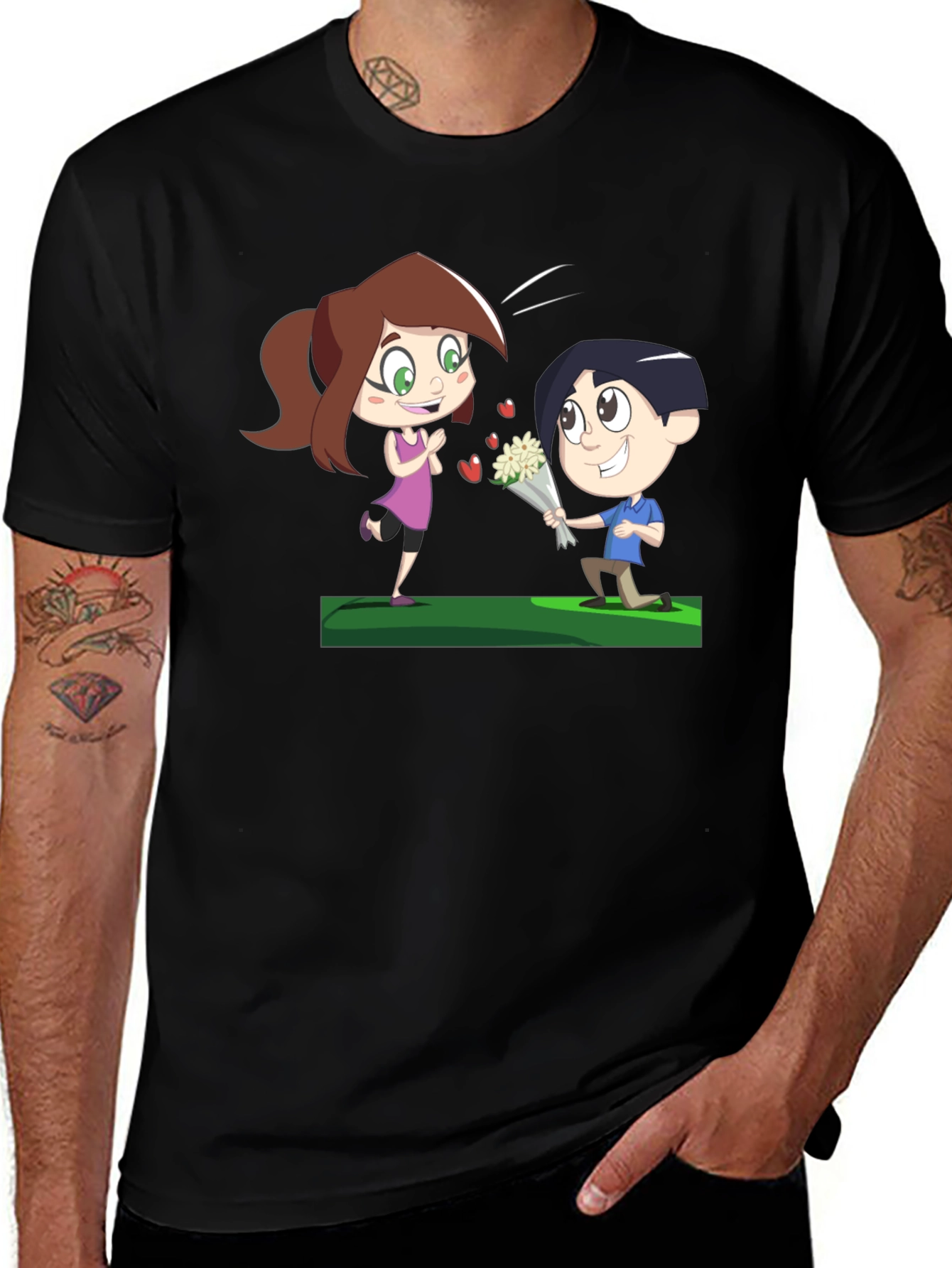 Variant 17 of Romantic Proposal Graphic Tee - Cartoon Couple