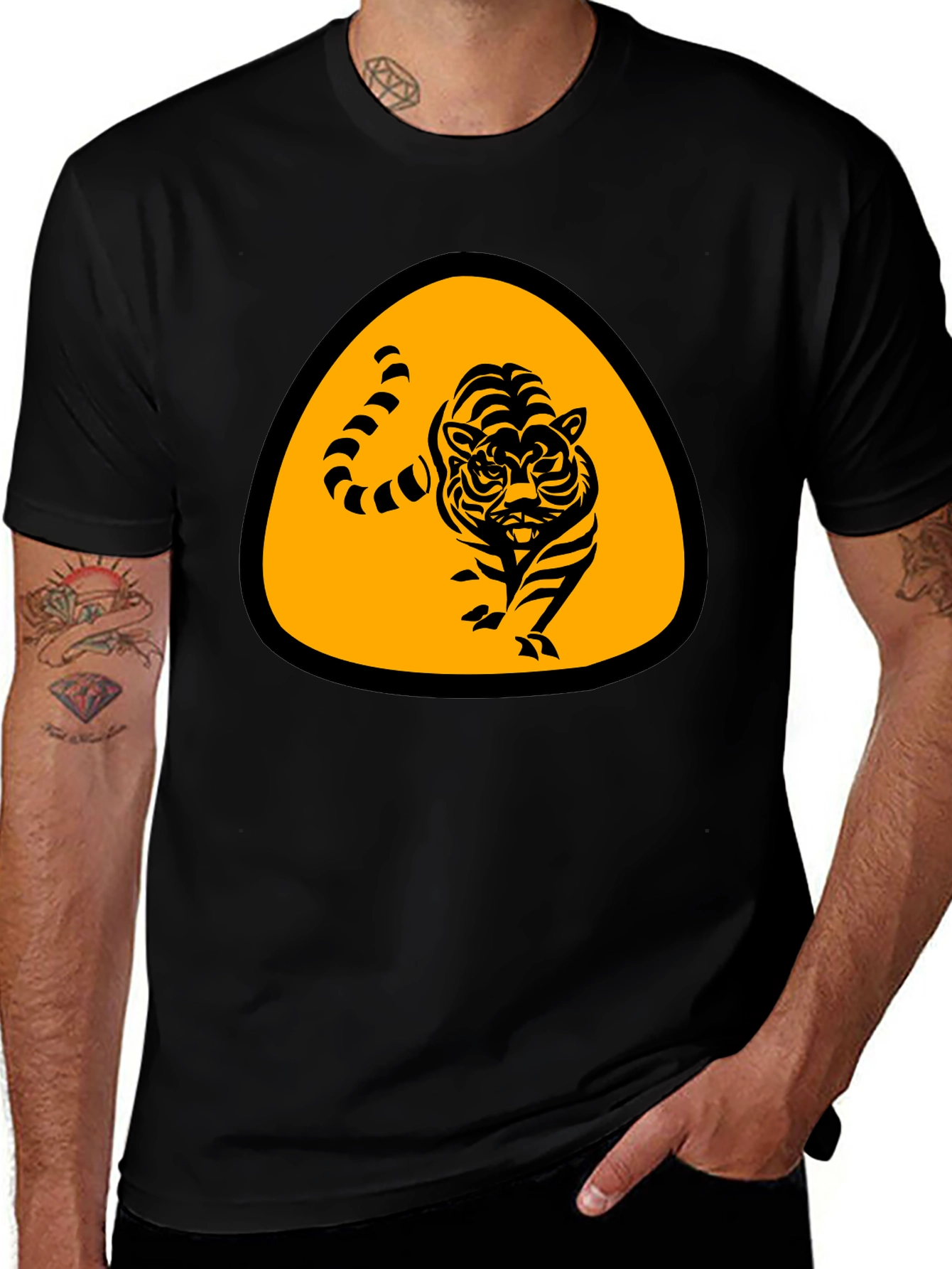 Variant 24 of Tiger Graphic Tee - Black Cotton T-Shirt