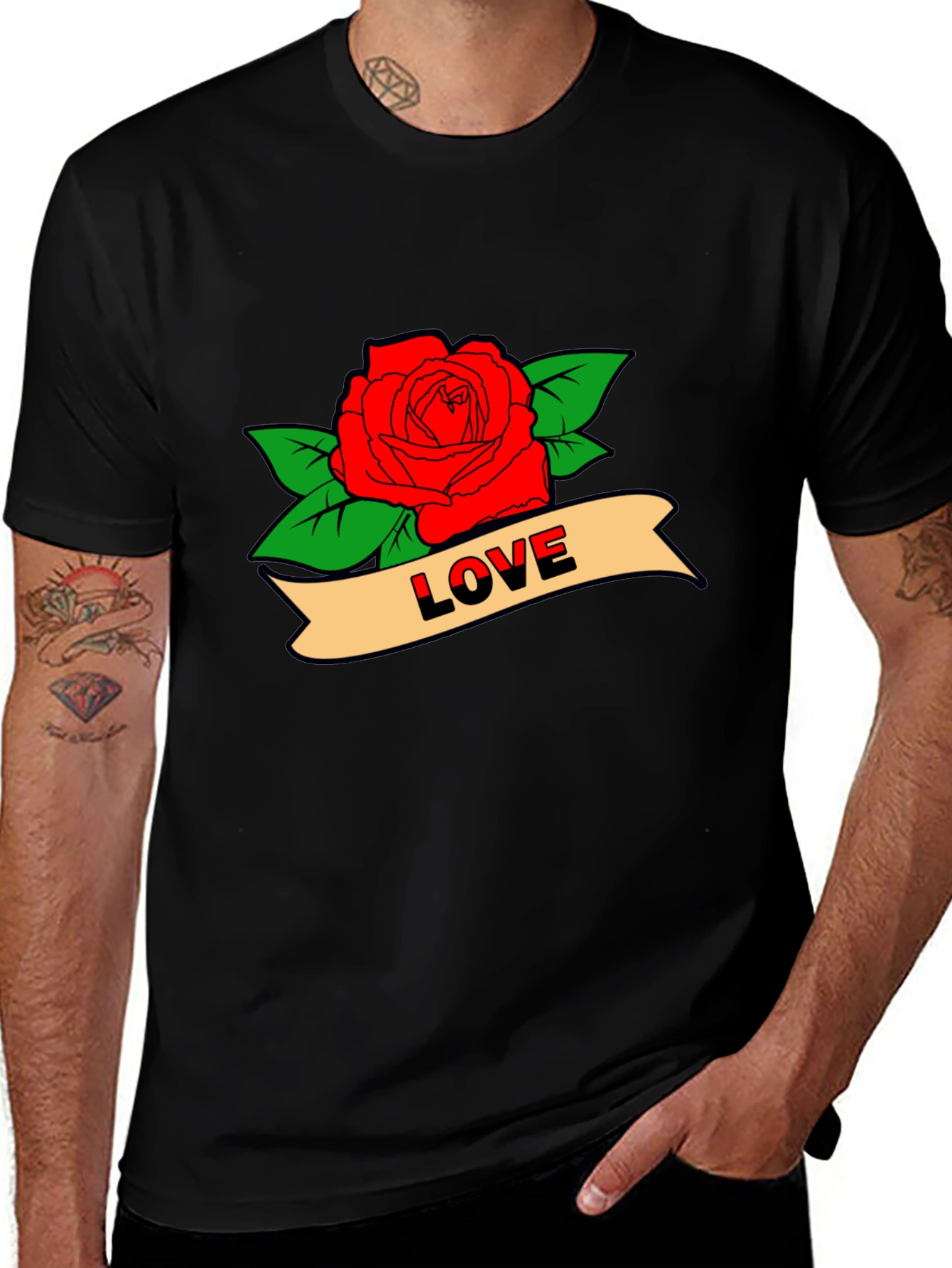 Variant 27 of Love Rose Graphic T-Shirt - Black