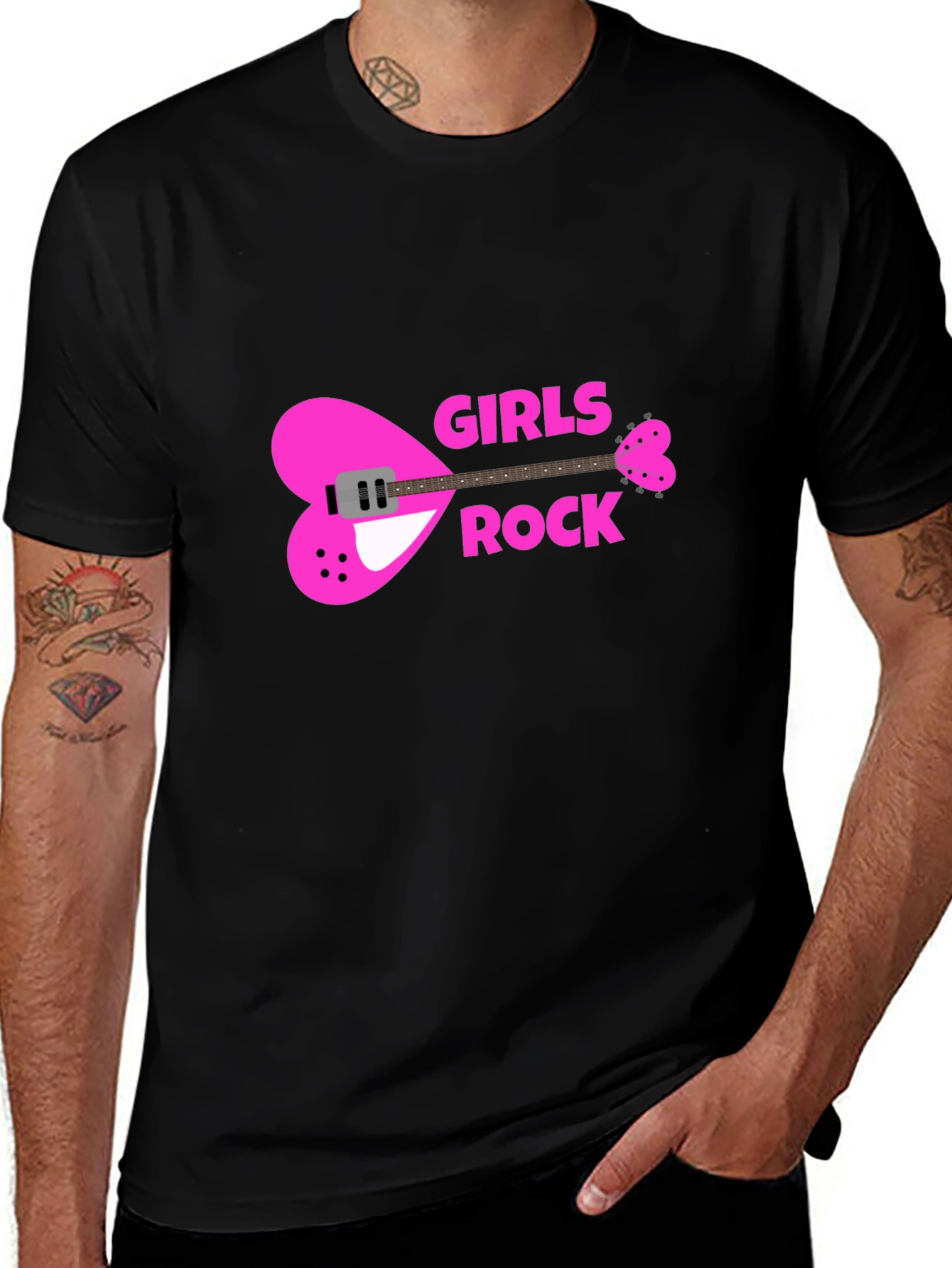 Girls Rock Heart Guitar T-Shirt