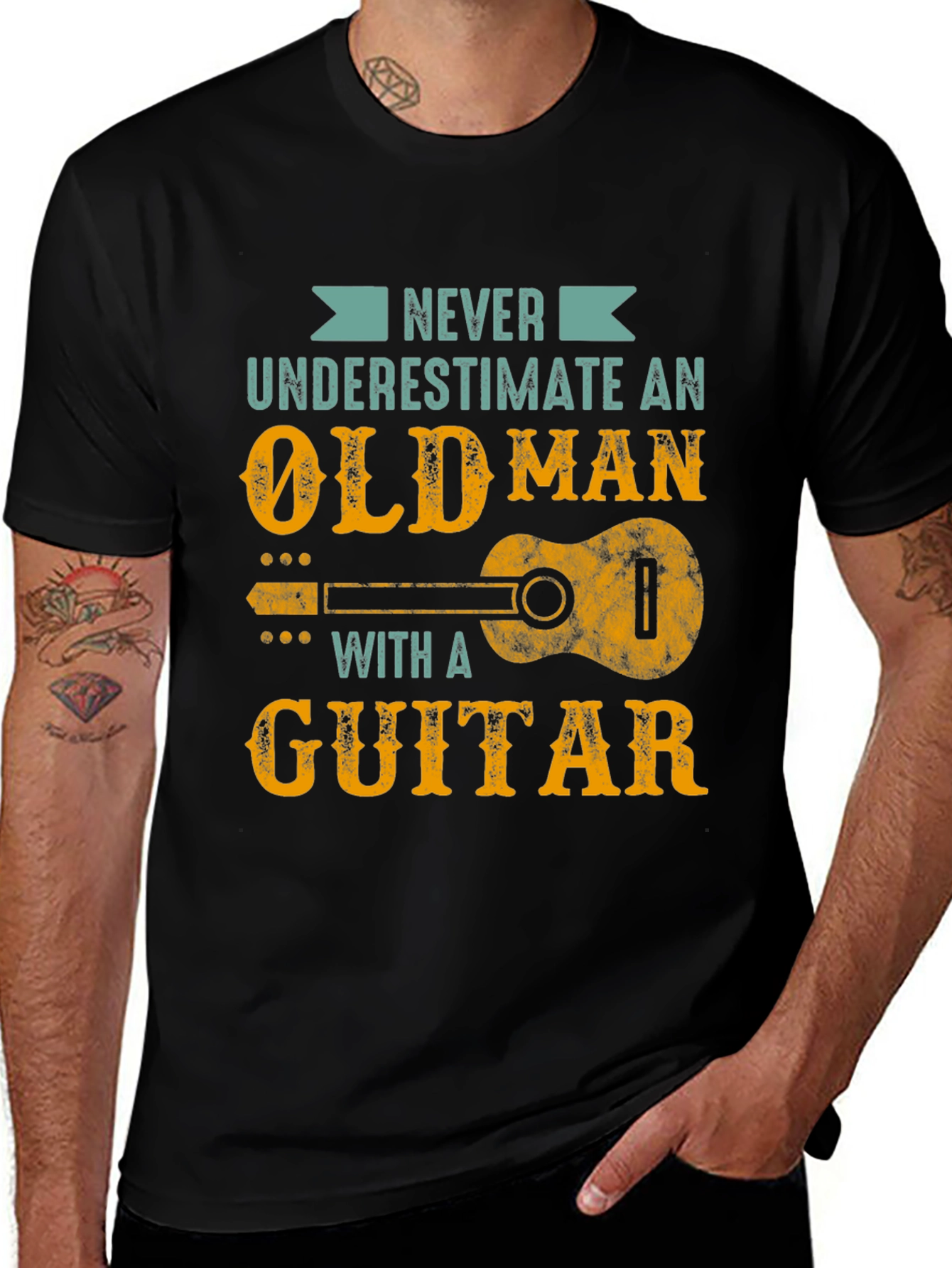 Variant 2 of Never Underestimate Old Man Guitar T-Shirt