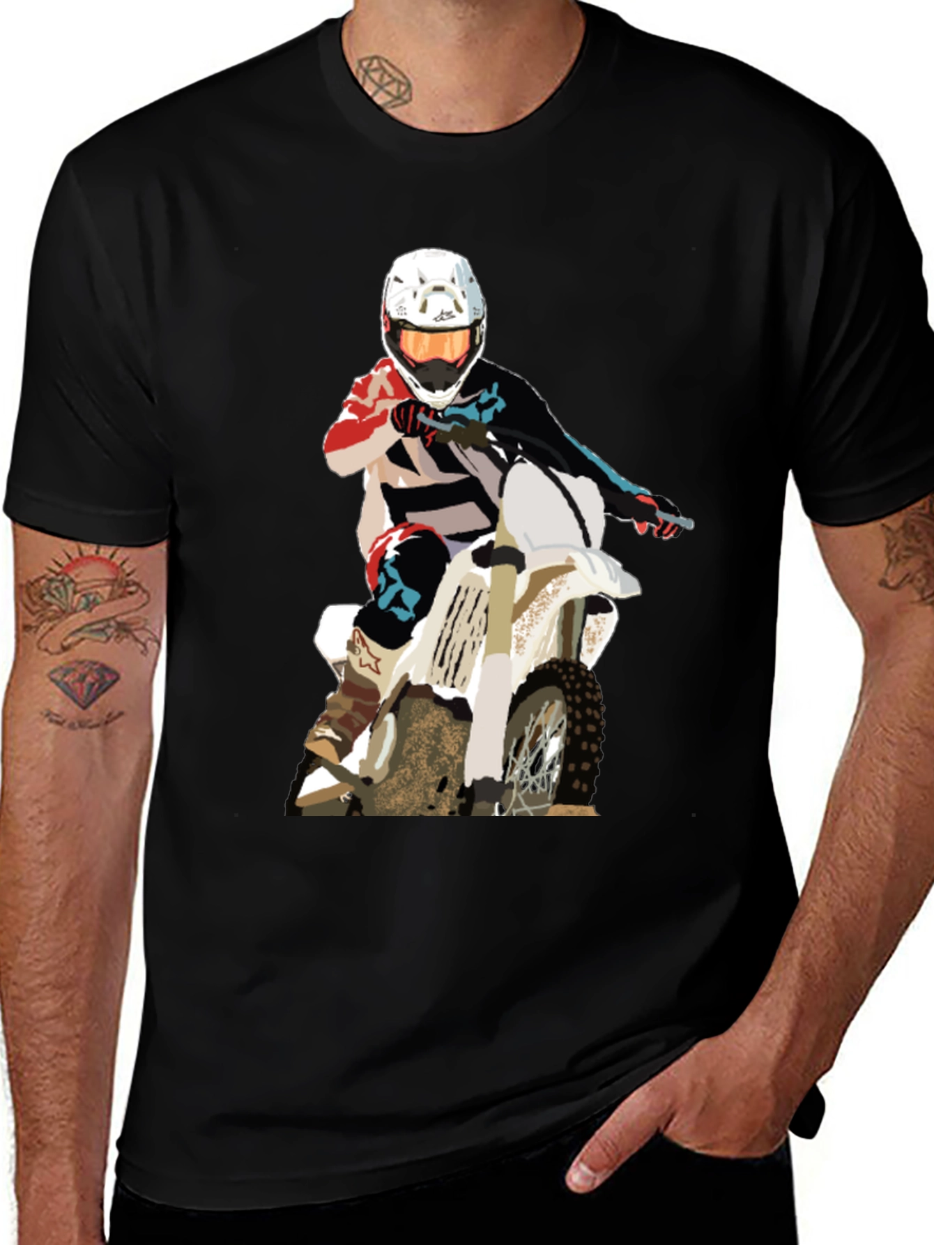 Variant 18 of Motocross Rider Graphic T-Shirt - Black