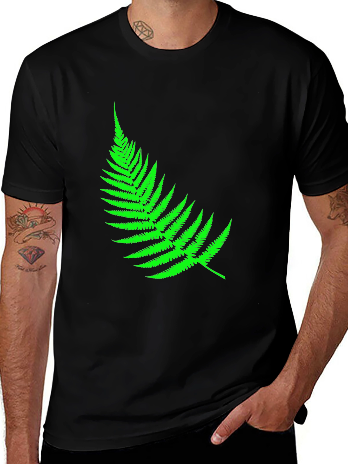 Fern Graphic Tee - Nature Inspired Black T-Shirt