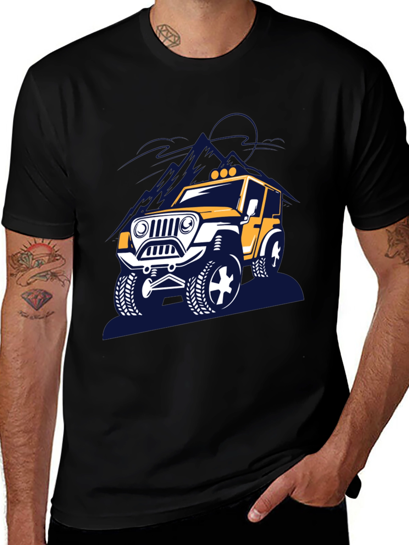 Variant 19 of Off-Road Adventure T-Shirt - Yellow Jeep Design