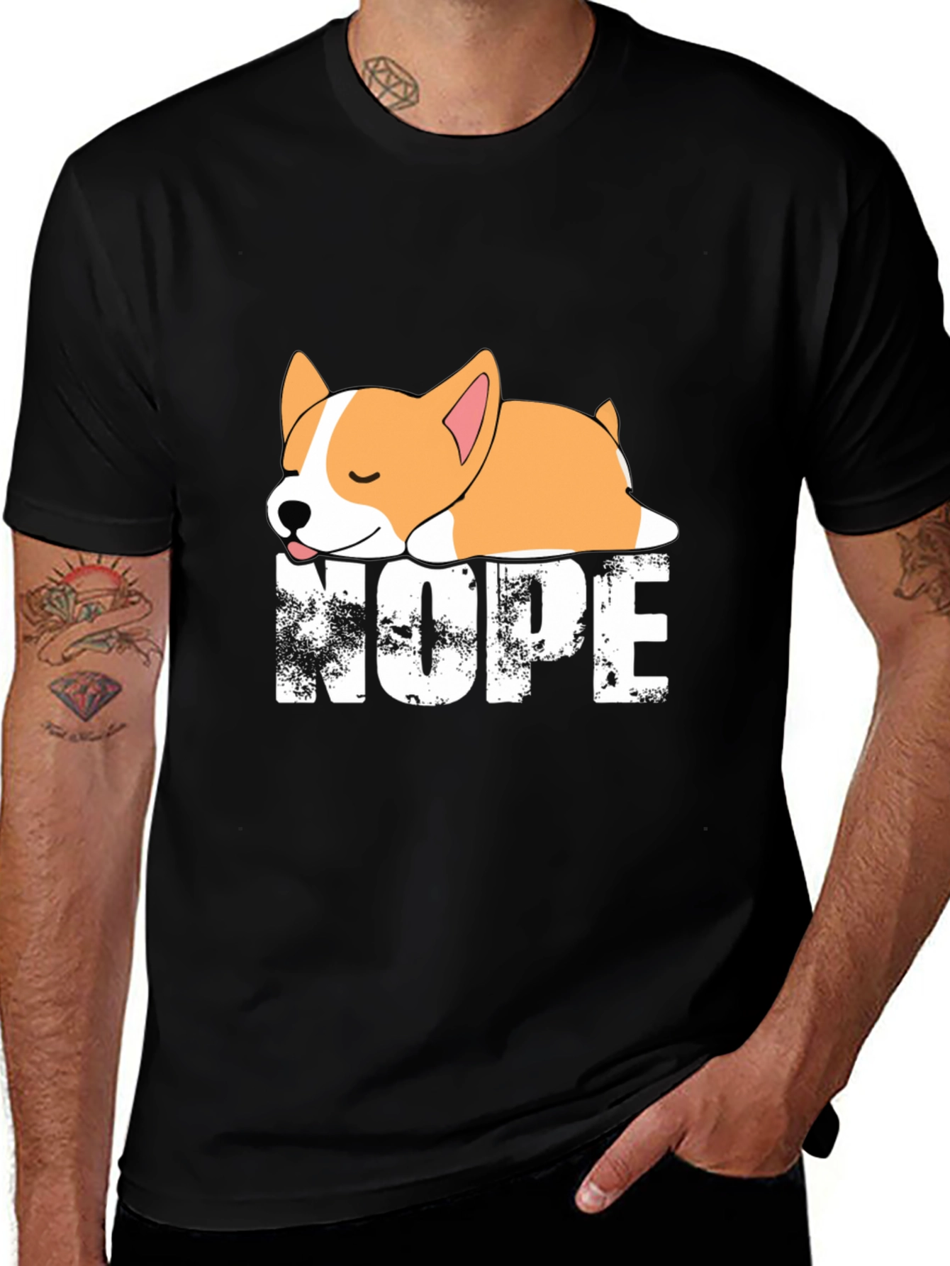 Black Nope Corgi Graphic Tee - Relaxed Fit main image