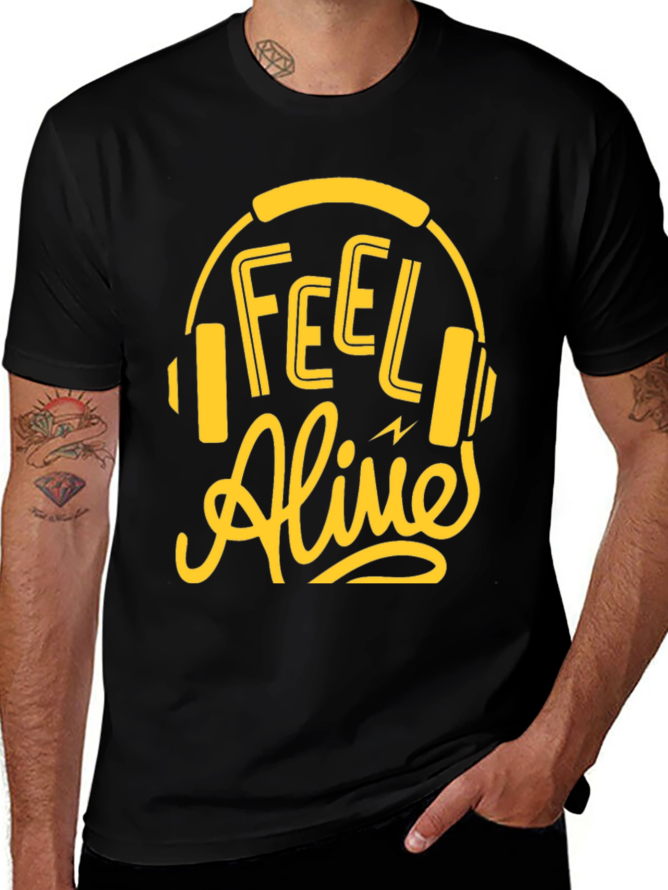 Variant 29 of Feel Alive Headphones Graphic Tee - Black