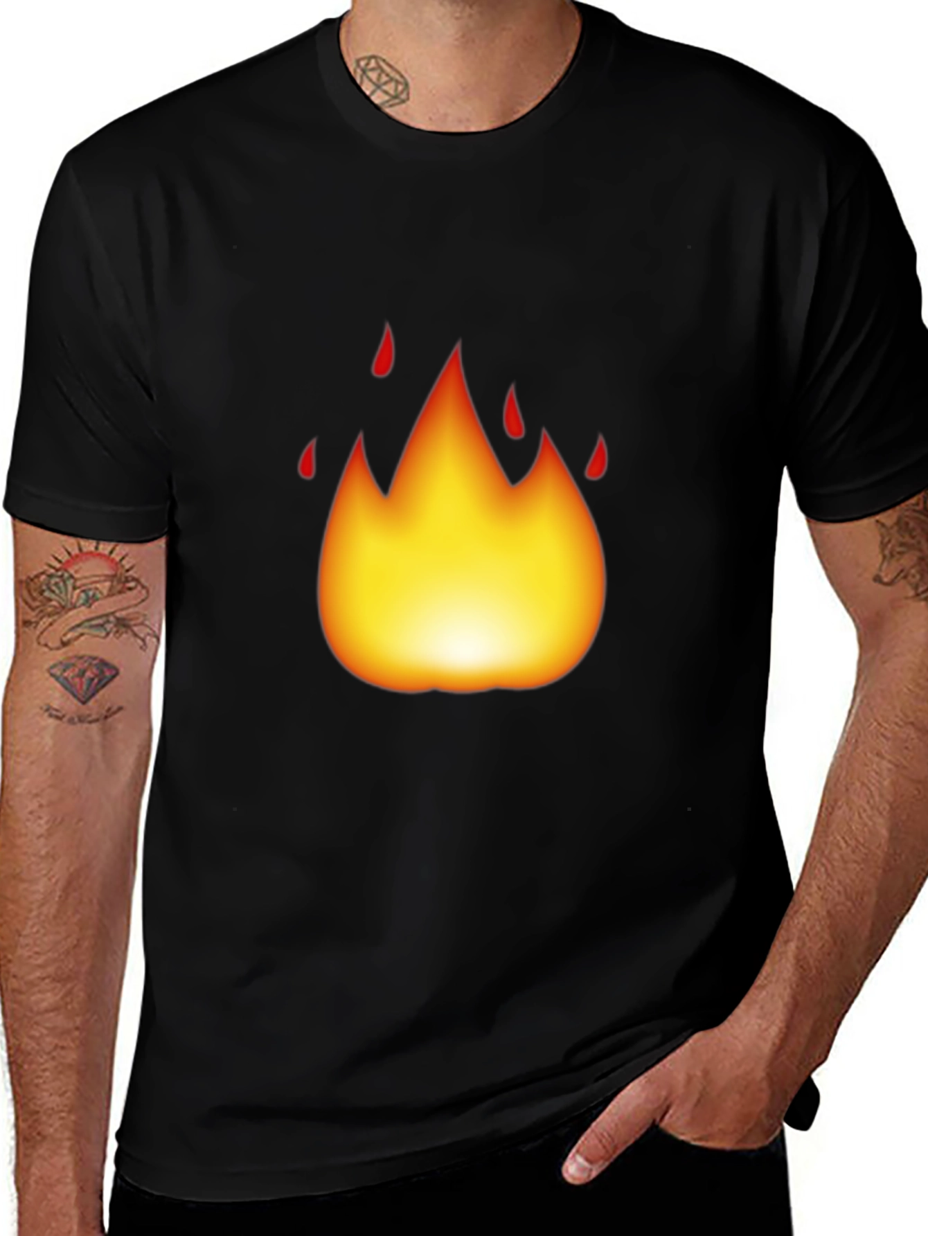 Variant 3 of Fire Emoji Graphic Black T-Shirt