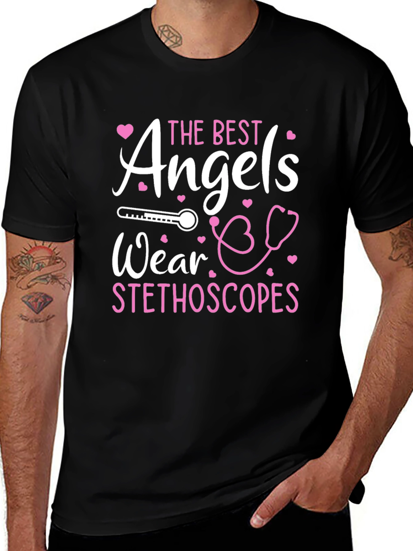 Variant 23 of Angels Wear Stethoscopes T-Shirt - Nurse Gift