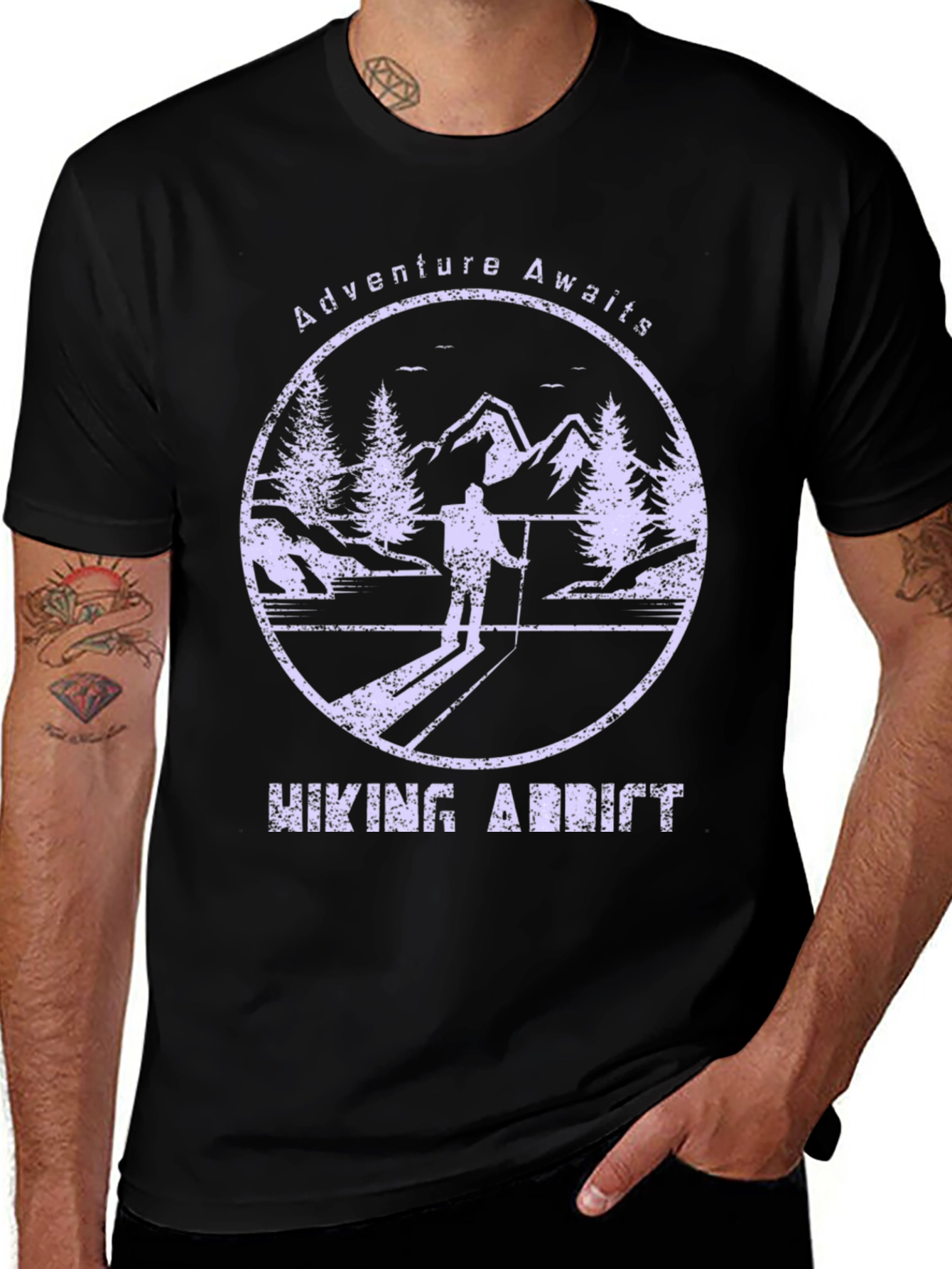 Variant 17 of Adventure Awaits Hiking Addict Graphic T-Shirt