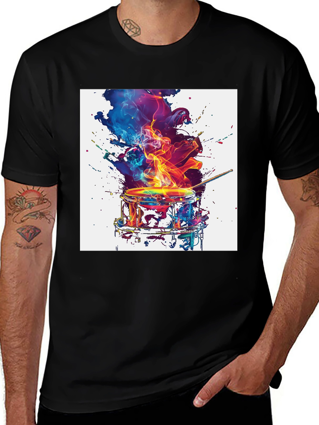 Variant 11 of Abstract Drum Graphic Tee - Black