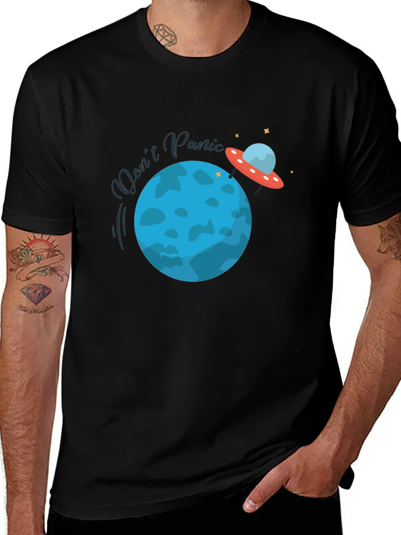 Variant 11 of Don't Panic Graphic Tee - Space Theme