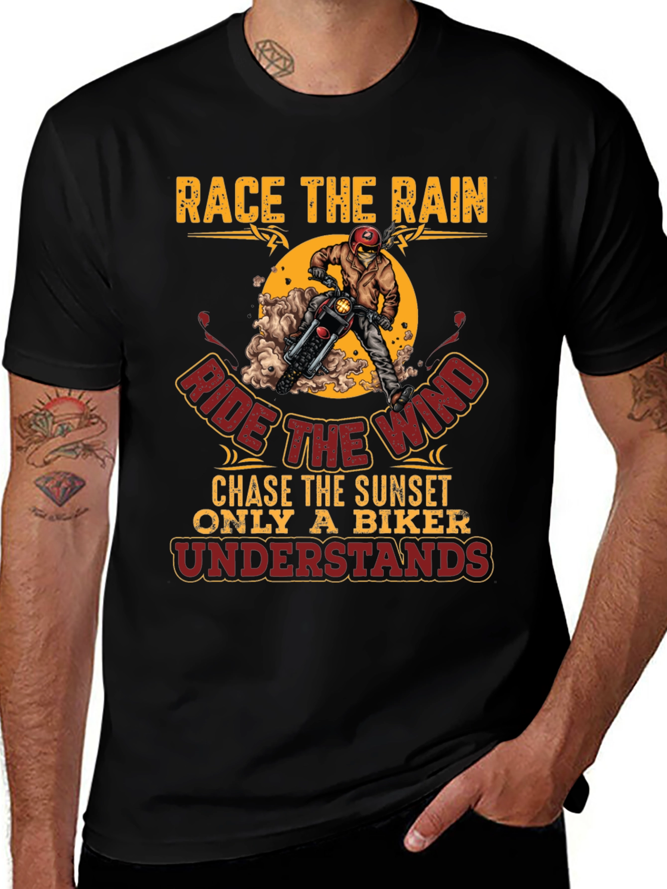 Race the Rain Biker T-Shirt - Ride the Wind