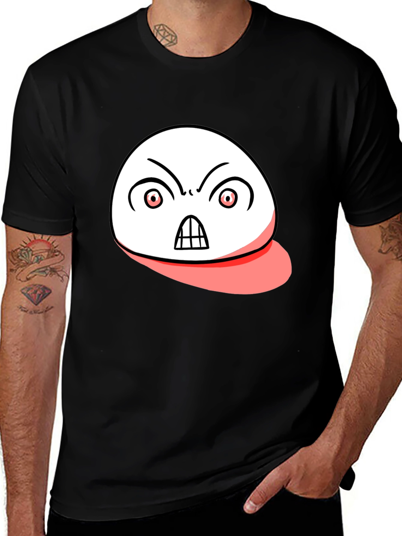 Angry Emoji Graphic Black T-Shirt