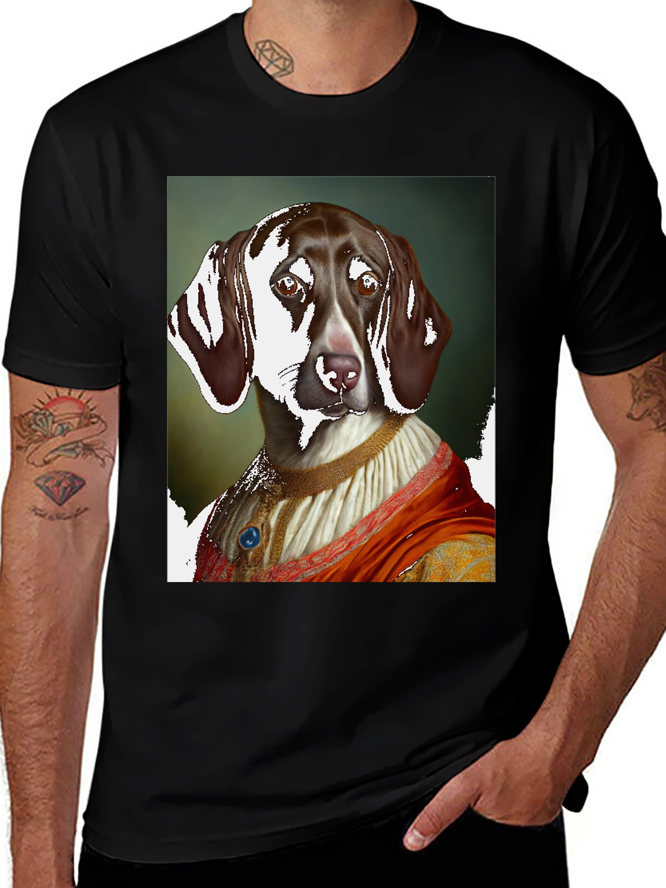 Variant 17 of Dog Portrait Graphic Tee - Renaissance Style